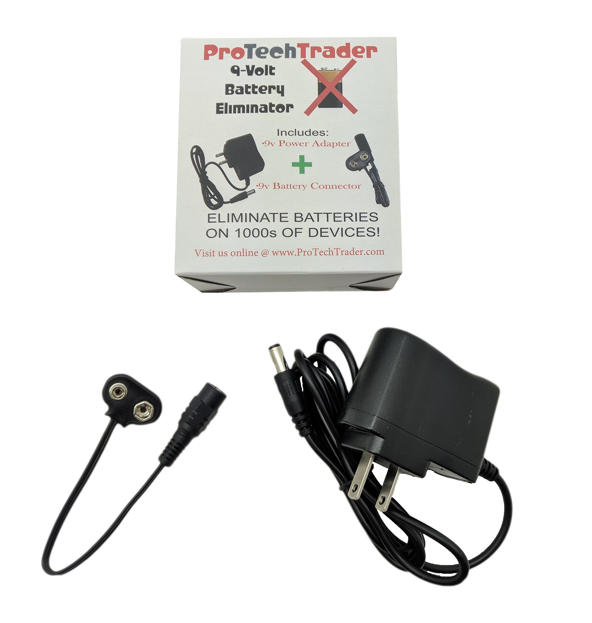 9v Battery Eliminator (9v DC Adapter & Battery Eliminator) - Replace Your 9-Volt Batteries with Wall Power Supply