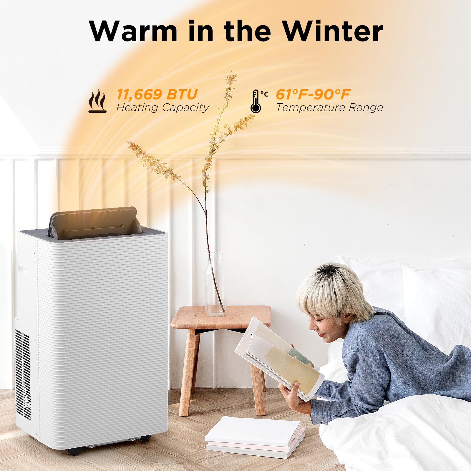 Turbro Finnmark 14,000 Btu Portable Air Conditioner And Heater, Dehumidifier, 3-Speed Fan, Covers Rooms Up To 600 Sq. Ft., Remot