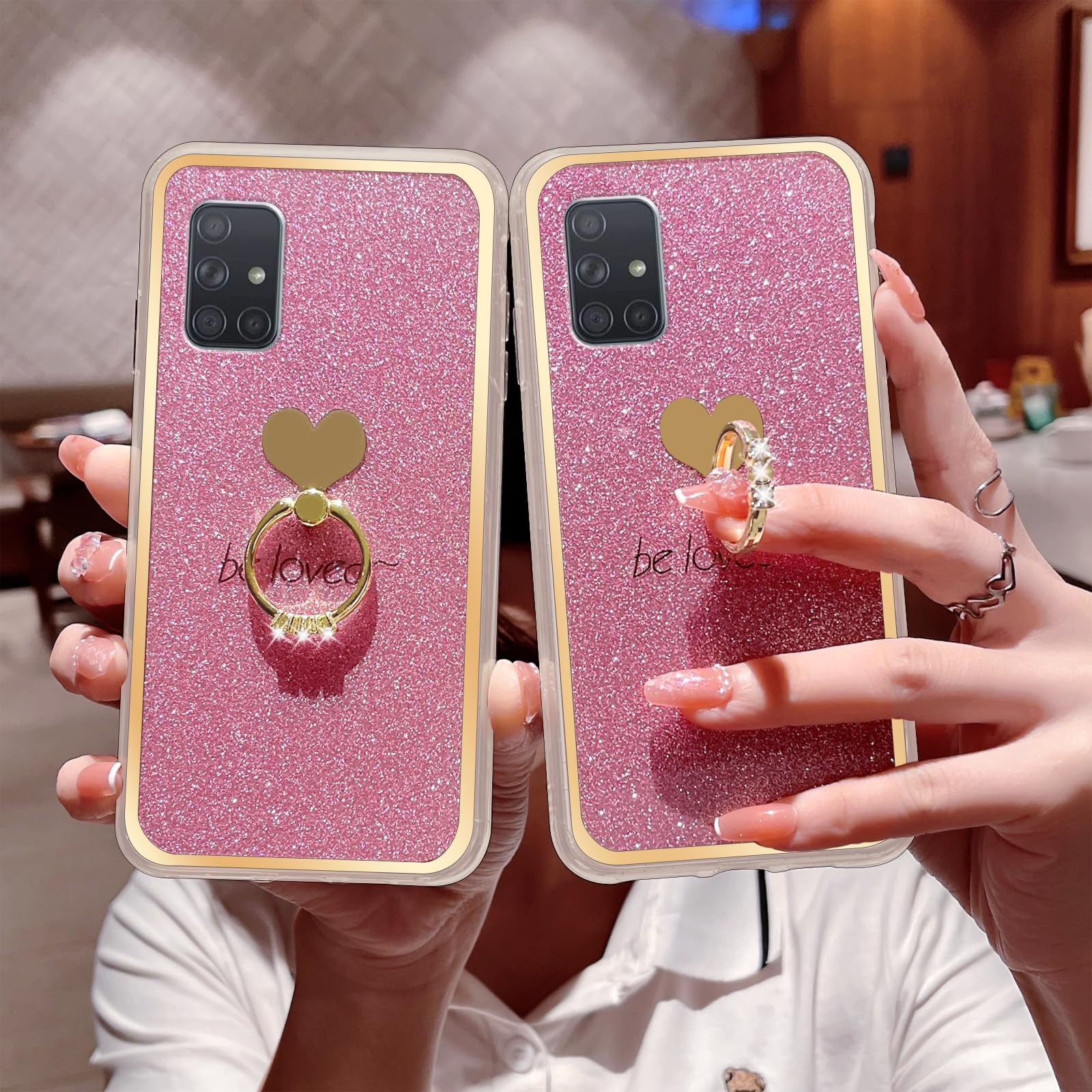 Easyscen For Galaxy A71 5G Case (6.7 Inch), For Samsung A71 5G Phone Case Girls Women Luxury Glitter Soft Shell With Cute Heart
