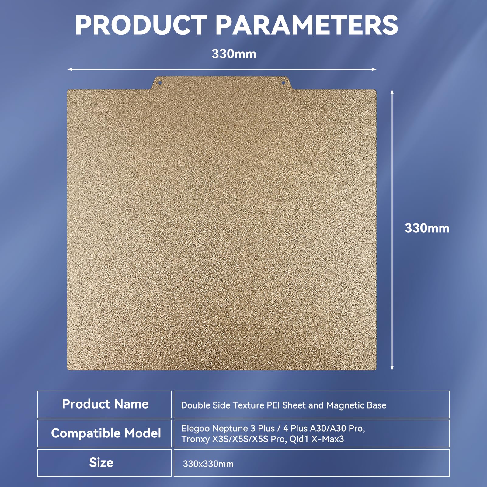 Cctree Double Sided Textured Pei Sheet 330X330Mm, Pei Spring Steel Sheet Flexible Print Build Plate Removable Surface Platform W
