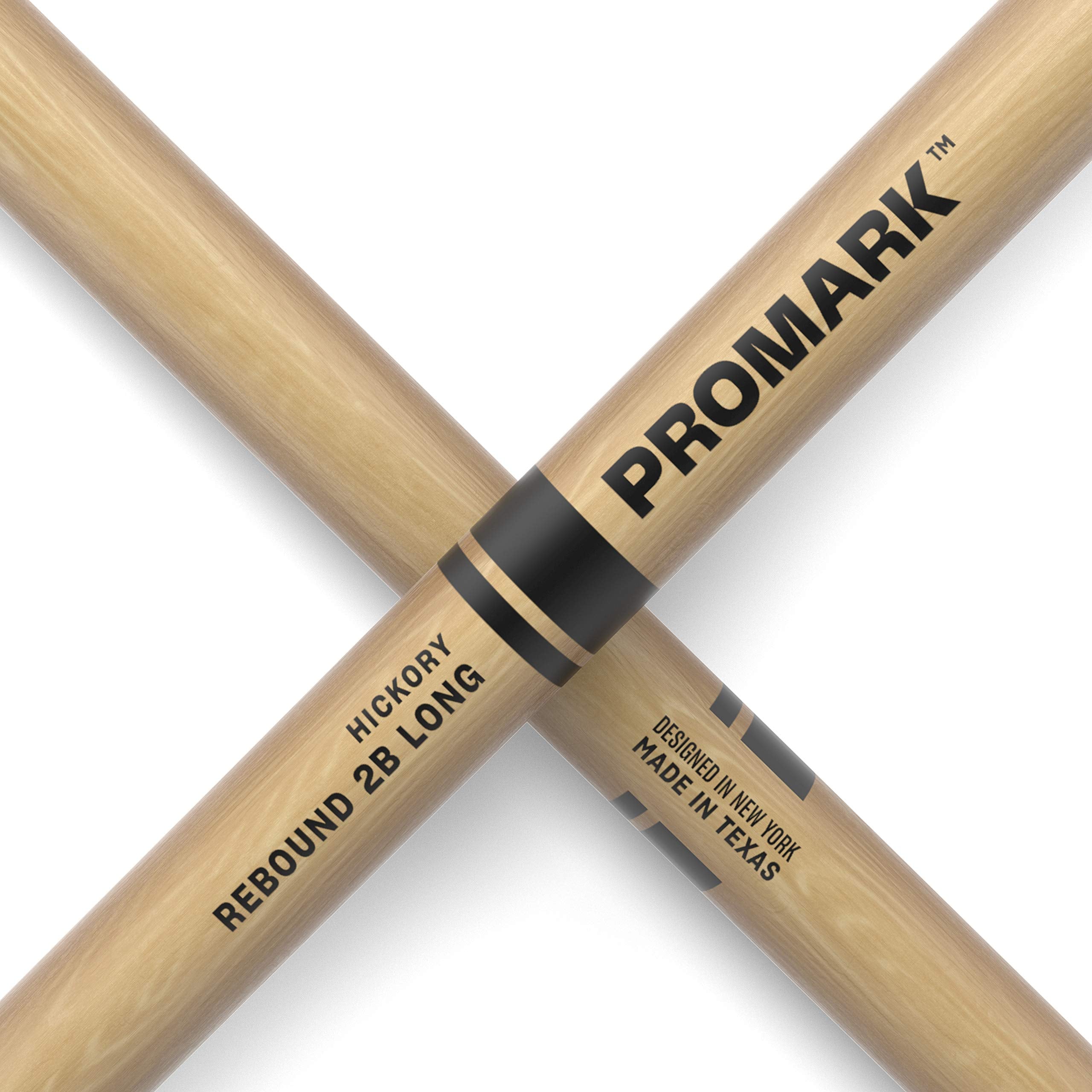 Promark Rebound 2B Long Hickory Drumsticks, Acorn Wood Tip, One Pair