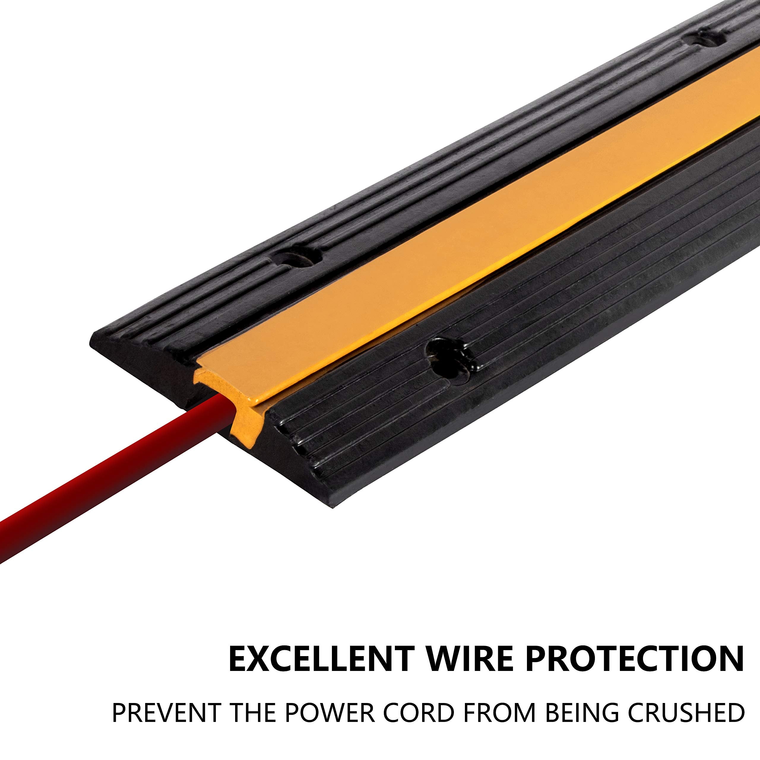 F Come 2 Pack Rubber Cable Ramp Hose Cable Protector Ramp 1 Channel 11000Lbs Load Capacity Traffic Speed Bump Wires Power Lines
