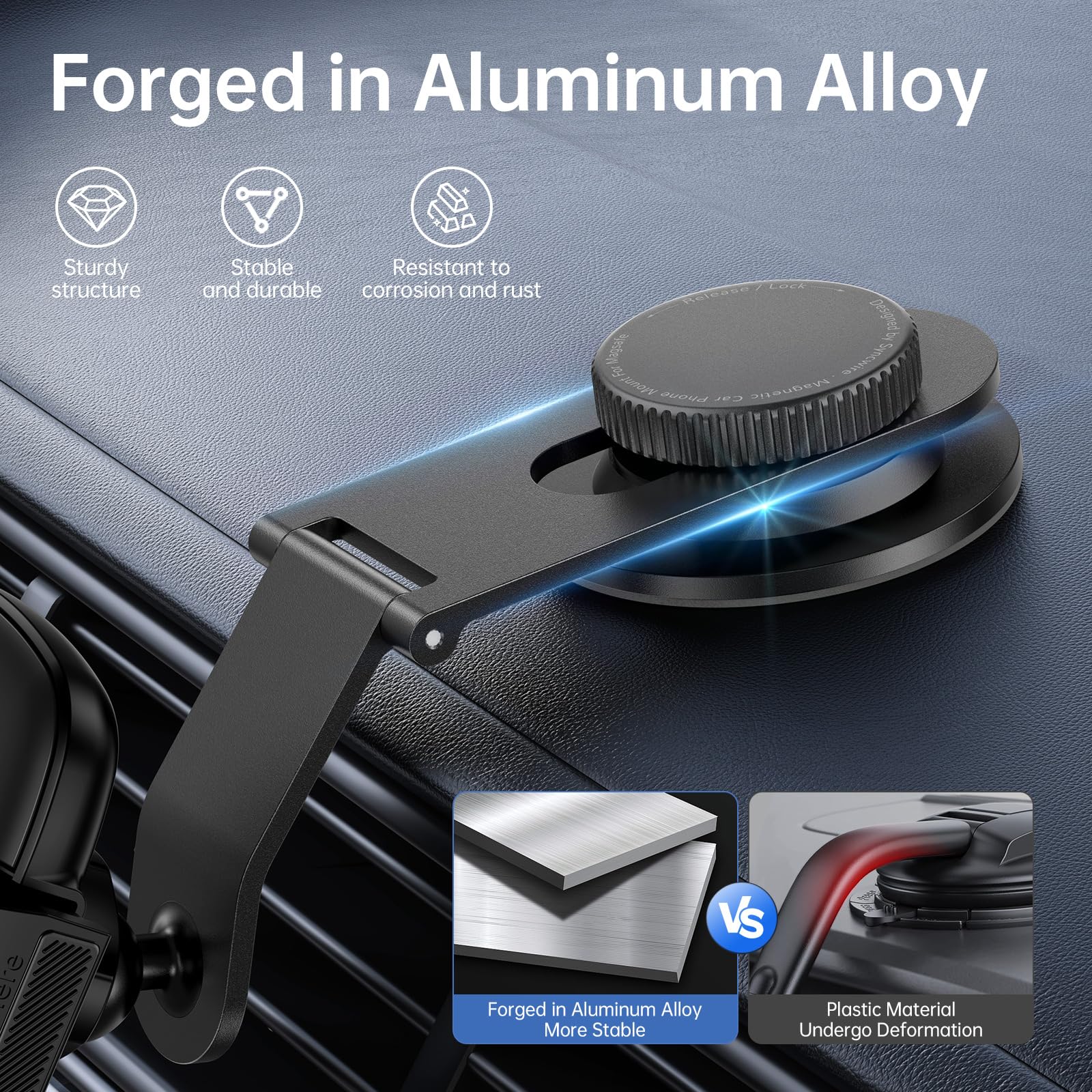 Syncwire Car Phone Holder For Universal Dashboard [Super Stable] Car Phone Mount Foldable Aluminum Alloy Arm For Iphone 16 15 14