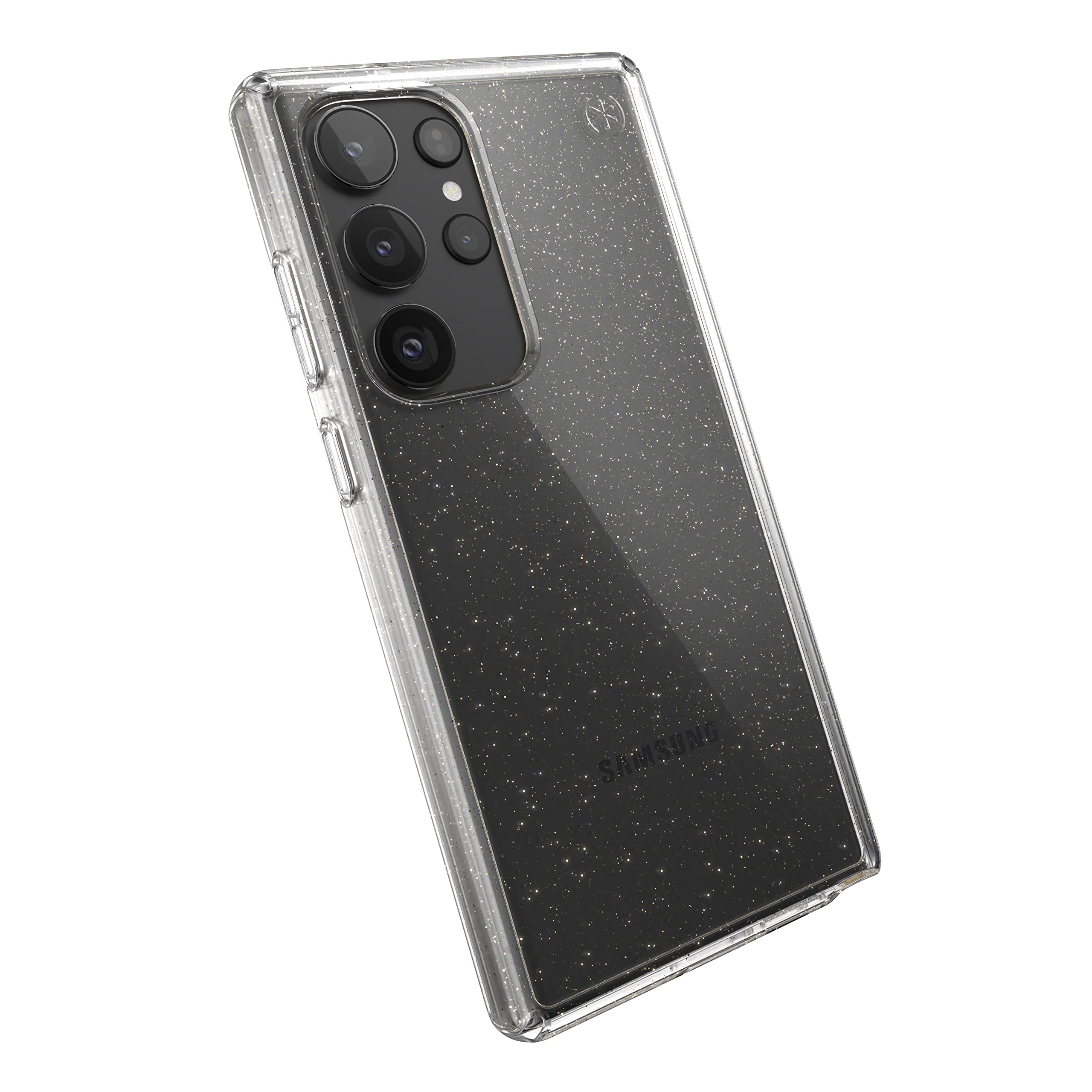 Speck Products Presidio Perfect Clear Glitter Case Fits Samsung Galaxy S23 Ultra, Clear/Clear With Gold Glitter