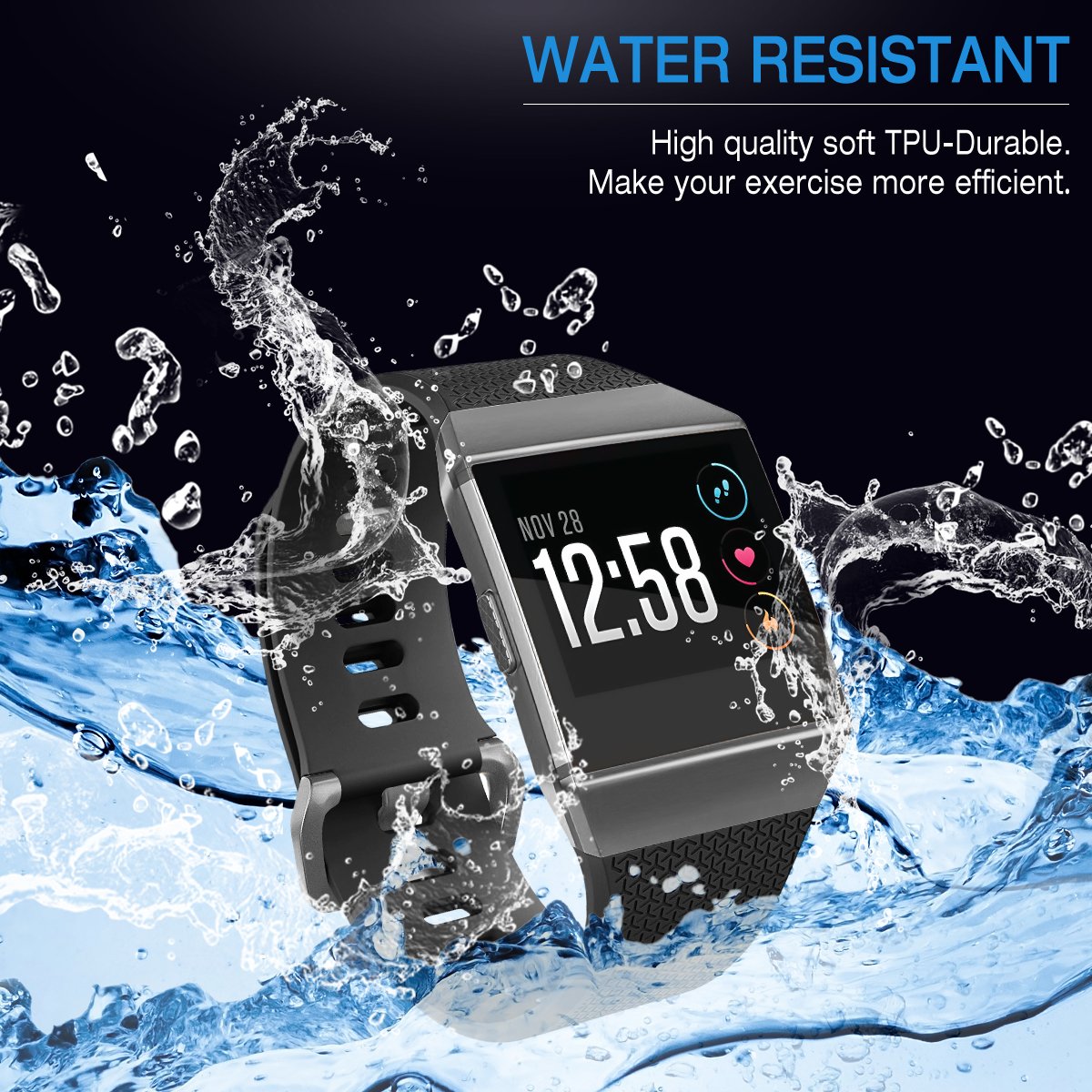 Aiunit Compatible Ionic Bands For Men Women Large With Gray Buckle, Replacement Strap Sport Accessory Wristband For Ionic Smart