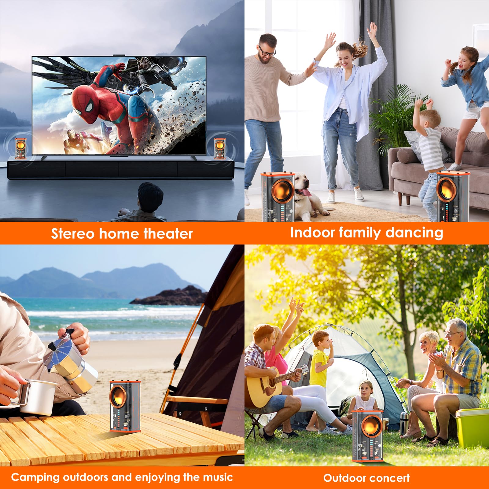 Bszhi Transparent Wireless Bluetooth Speaker Portable Mini Speaker With Led Colorful Lights Stereo Sound Tws Small Speakers For
