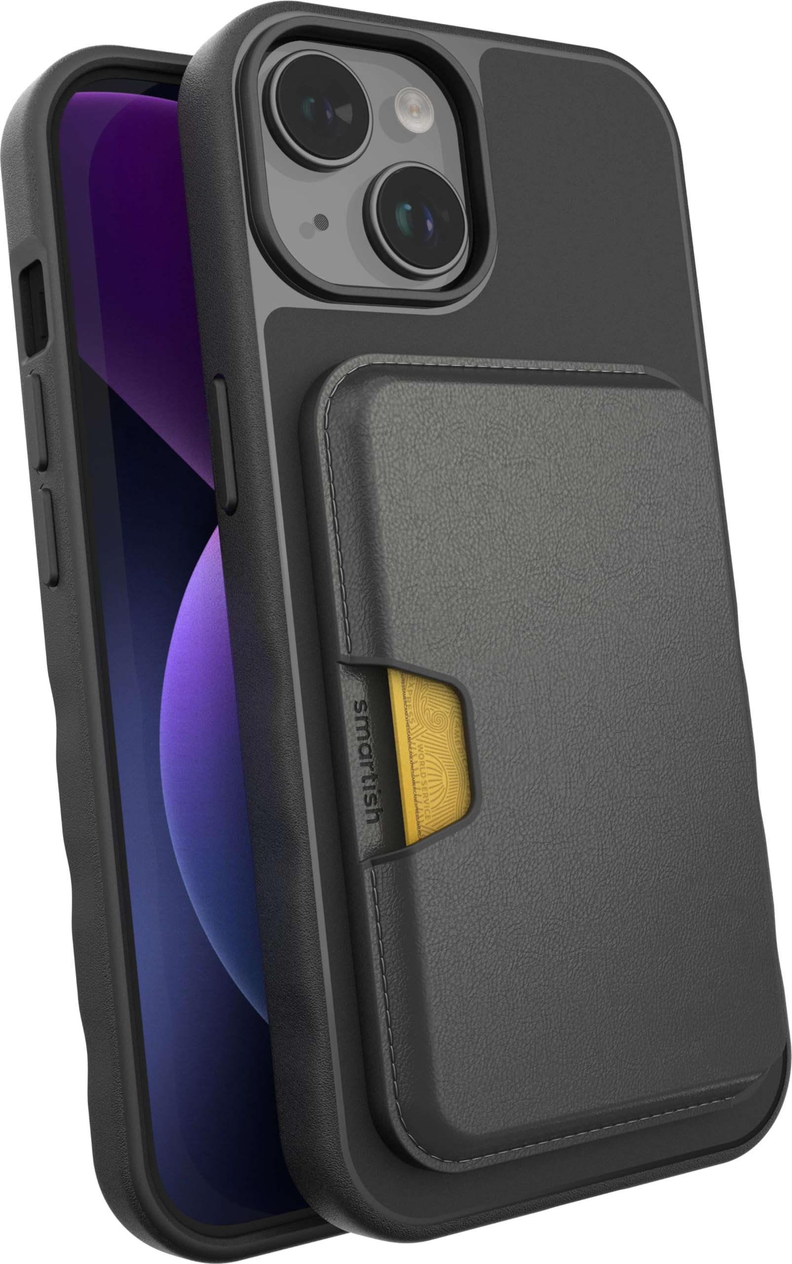 Smartish Iphone 15 Slim Case With Wallet For Magsafe Iphones   Gripmunk   Magsafe Compatible Thin Grip Cover + Detachable Magnet