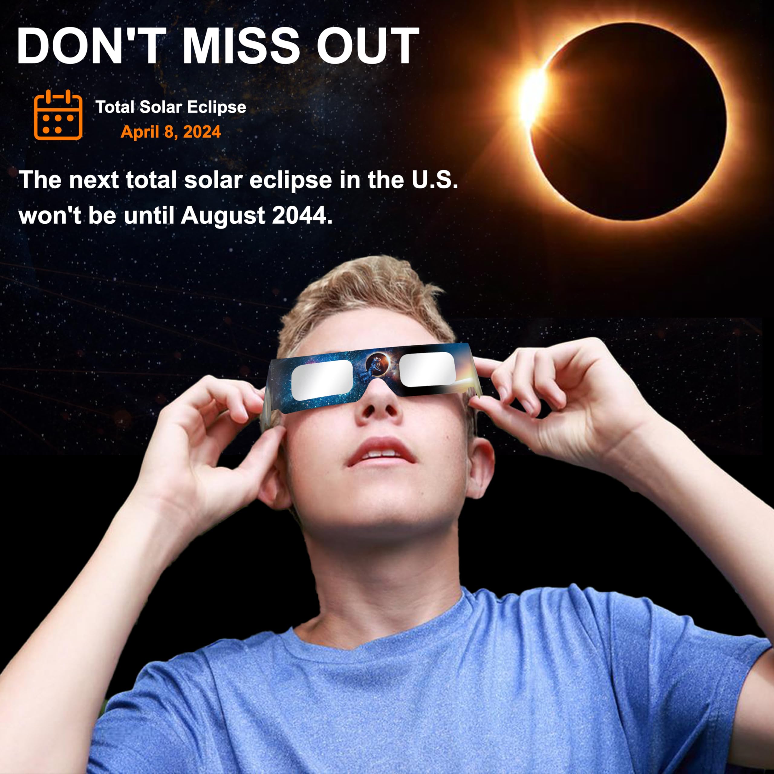Solar Eclipse Glasses Aas Approved 2024,6 Pack Solar Eclipse Glasses For Direct Sun Viewing Iso 12312 2:2015(E) & Ce Certified(6