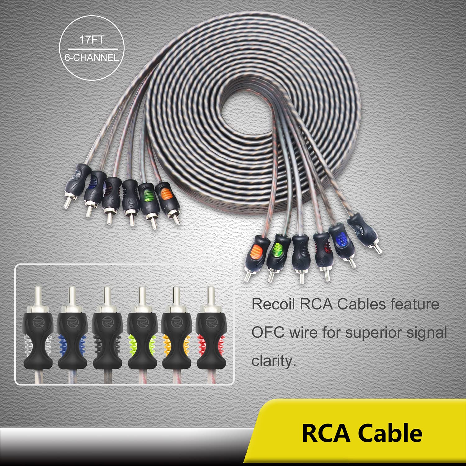 Recoil Rck46 True 4 Gauge Complete 6 Channel Cca Amplifier Wiring Kits With Ofc Rca Cable