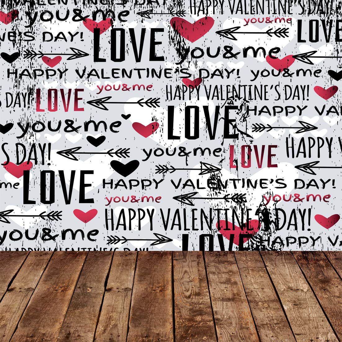 Sjoloon 10X10Ft Valentines Day Backdrops For Photography Wood Floor Photography Backdrops Love For Photo Background For Party Studio Backdrop 10869
