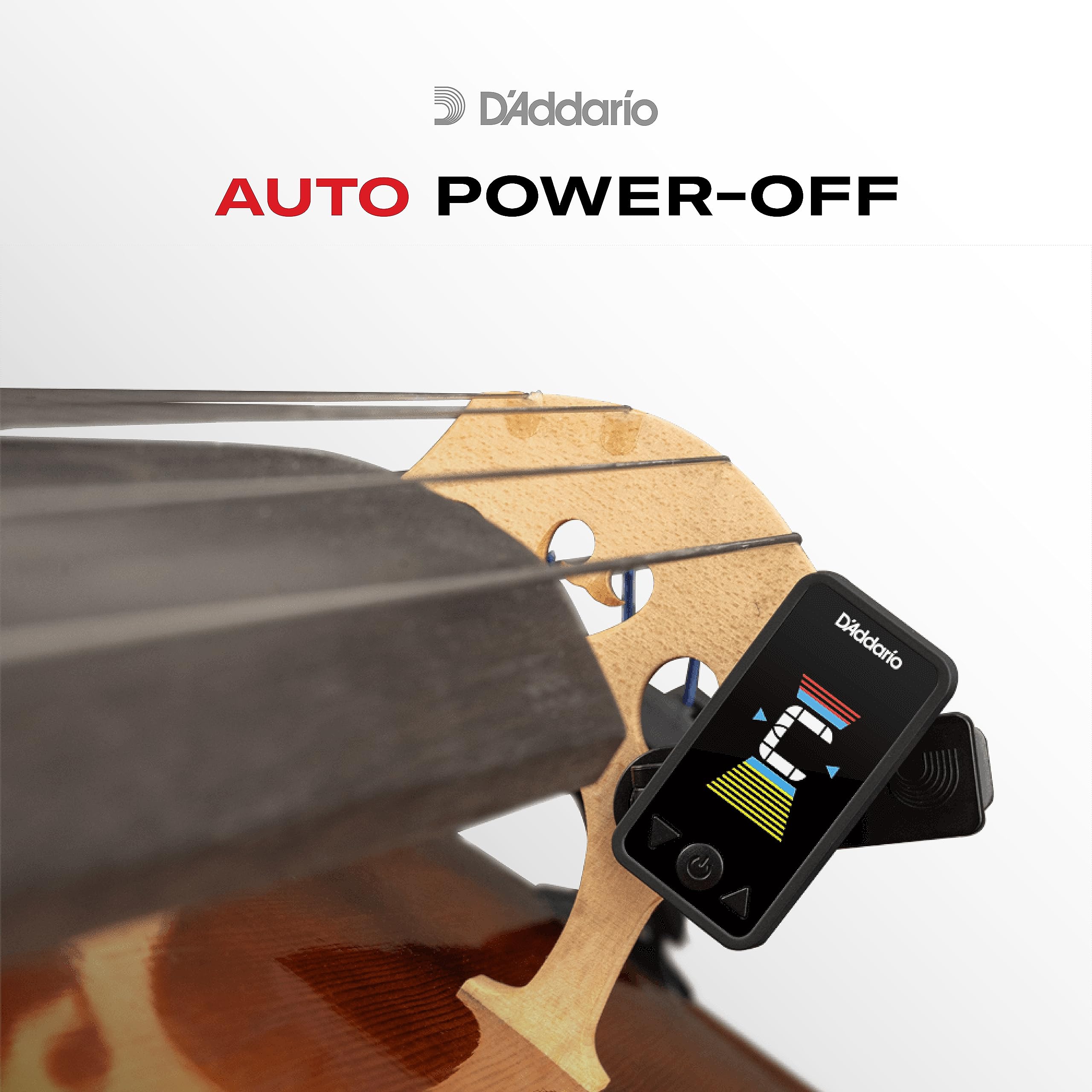 D'Addario Cello Tuner & Bass Tuner   Eclipse Headstock Tuner   Clip On Tuner For Cello Or Bass   Full Color, Vertical Display Wi