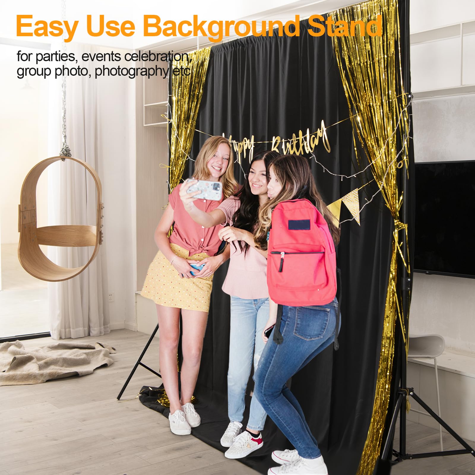 Emart Photo Backdrop Stand Kit, 9 X 10 Ft (H X W) Adjustable Photography Background Stand Support System For Video Studio Photo