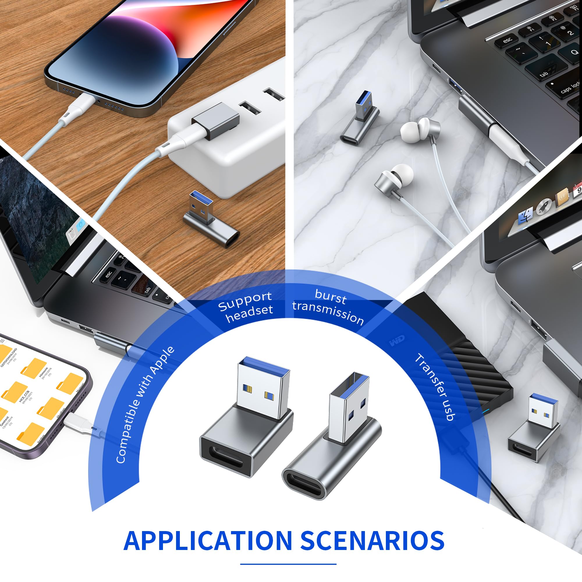 Right Angle Usb A 3.0 Male To Usb C Female Adapter, 90 Degree Usb A3.0 To Usb C Adapter, Right And Left Angle Usb A 3.0 Male To