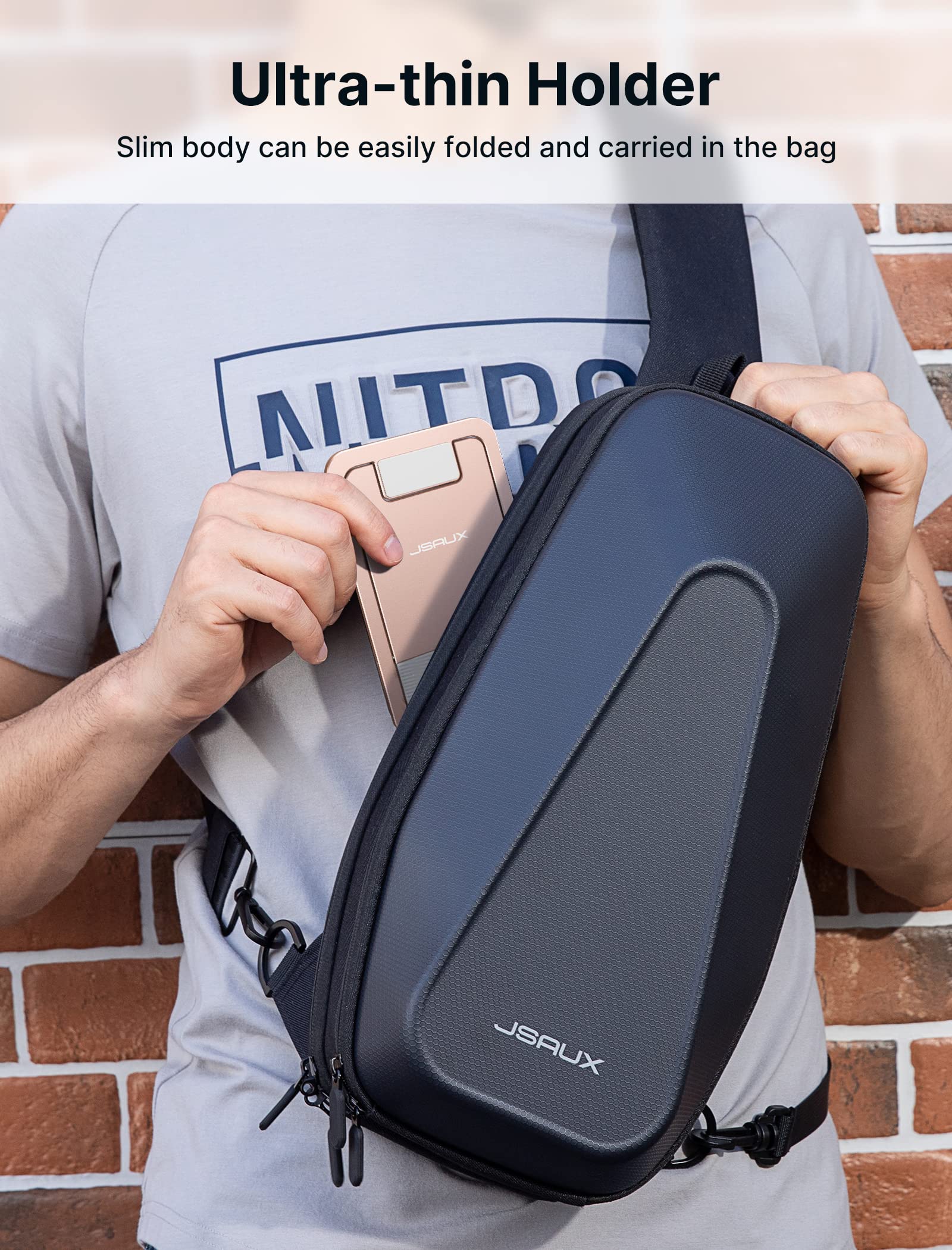 Jsaux Cell Phone Stand, Foldable Aluminum Adjustable Phone Holder For Desk Portable Travel Holder Office Desk Accessories Compat