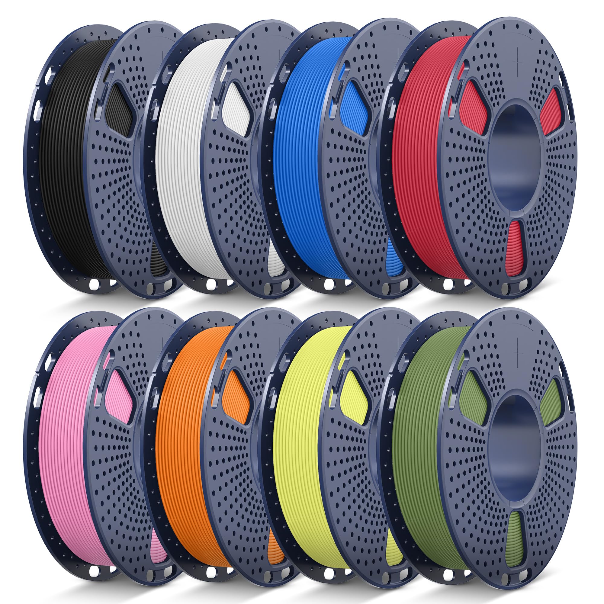 JAYO Matte PLA 3D Printer Filament Bundle 2KG, PLA Matte Filament 1.75mm Bulk, 8 Pack 250g Spool Filament (Black, White, Blue, R