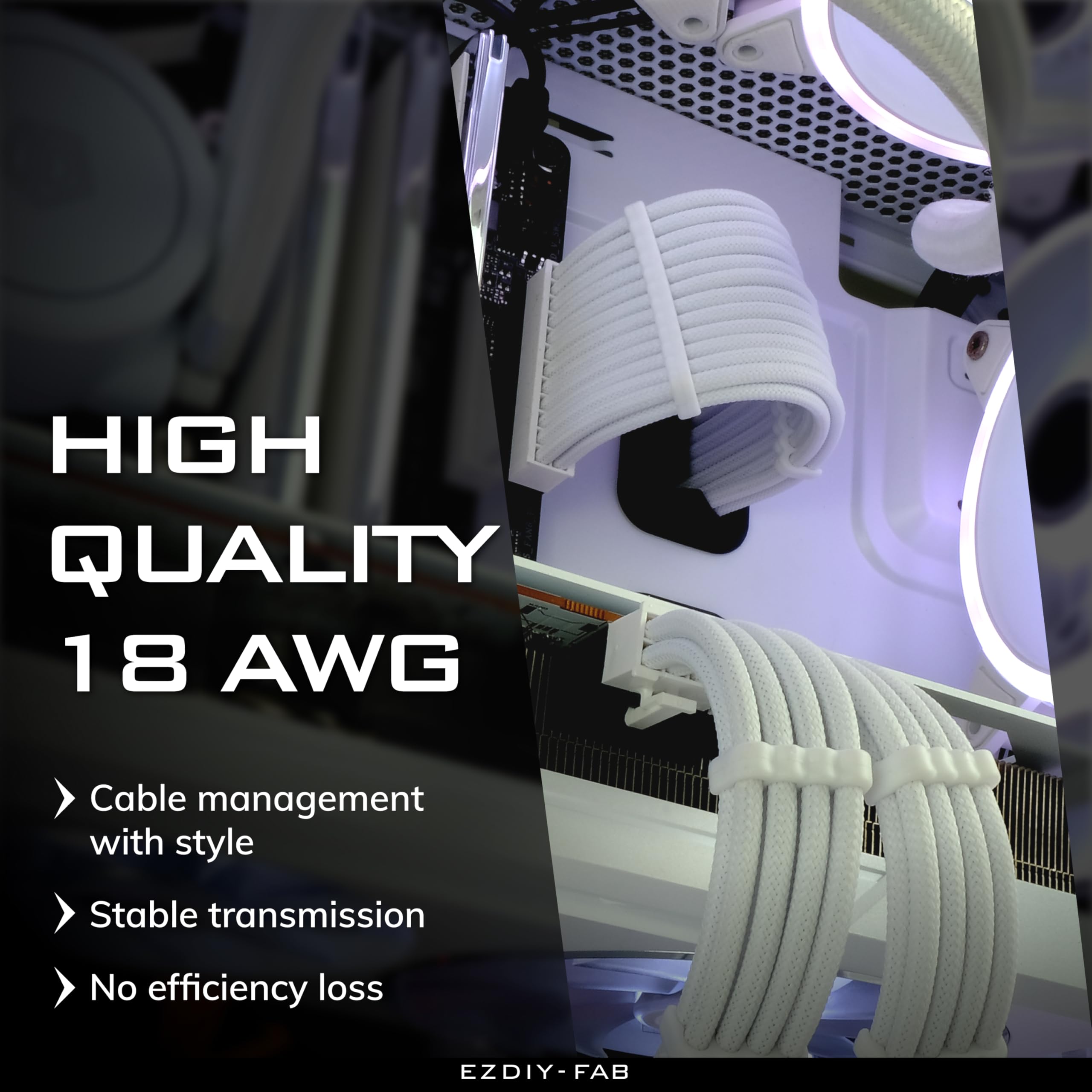 Ezdiy Fab Psu Cable Extension Sleeved Custom Mod Gpu Pc Power Supply Soft Nylon Braided With Comb Kit 24Pin/3X 8Pin To 6+2Pin/ 2