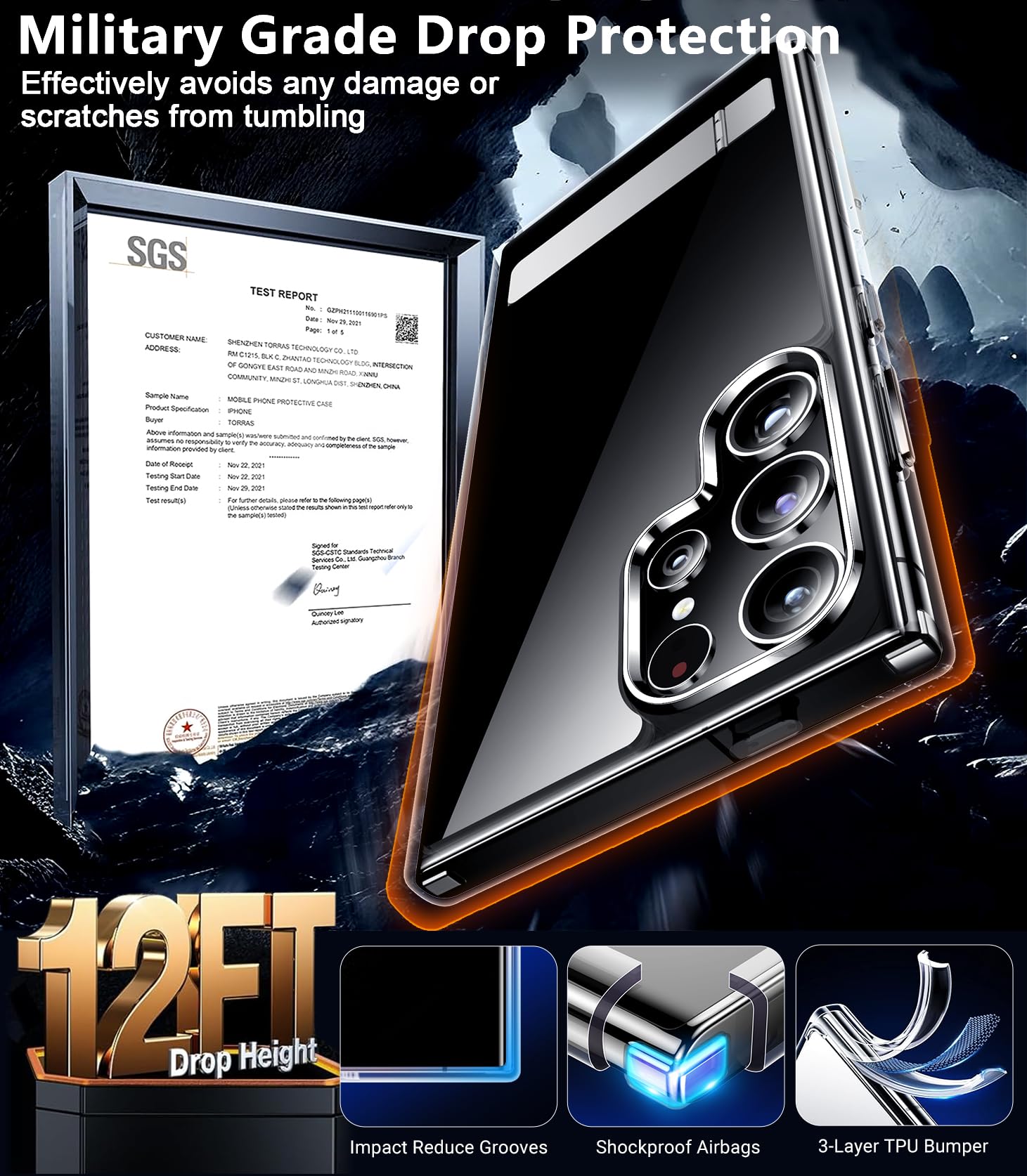 Red2Fire For Samsung Galaxy S24 Ultra Case, [Military Grade Drop Protection] Non Slip Heavy Duty Full Body Shockproof Protection