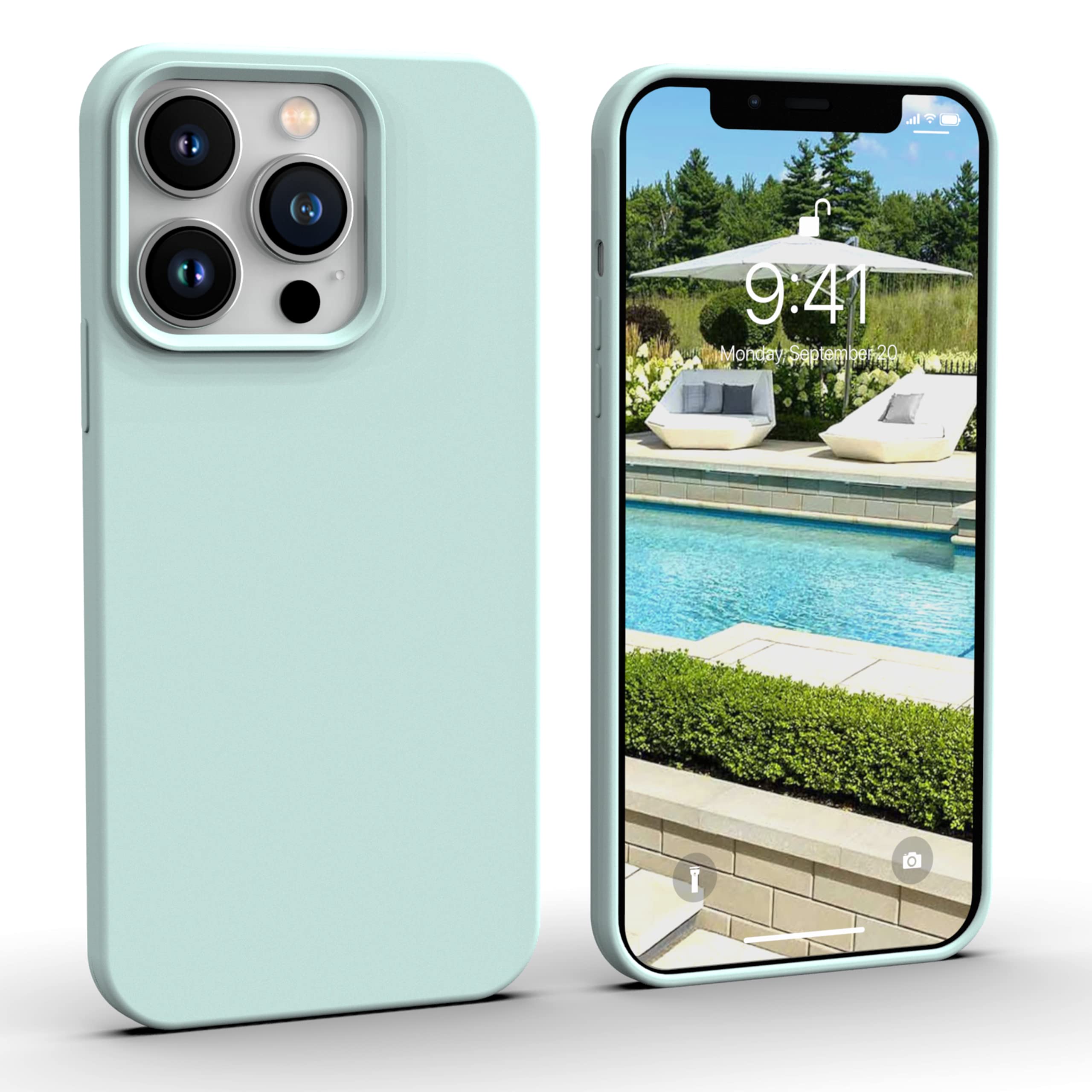 Icesword Iphone 13 Pro Max Case Mint Green (2021), Liquid Silicone Slim Protective Phone Case Cover, Soft Anti Scratch Microfibe