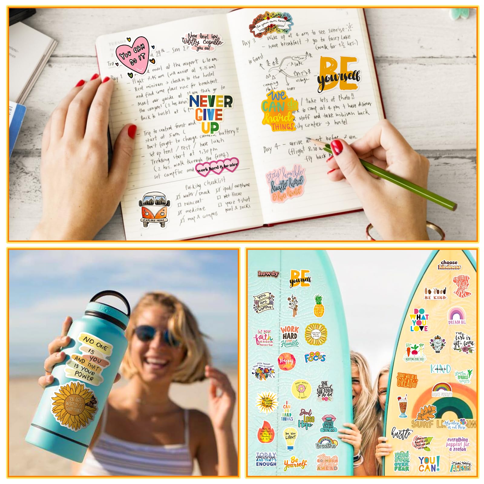 300Pcs Mental Health Inspirational Stickers For Laptop, Motivational Quotes Decals, Positive Words Stickers For Water Bottles, W