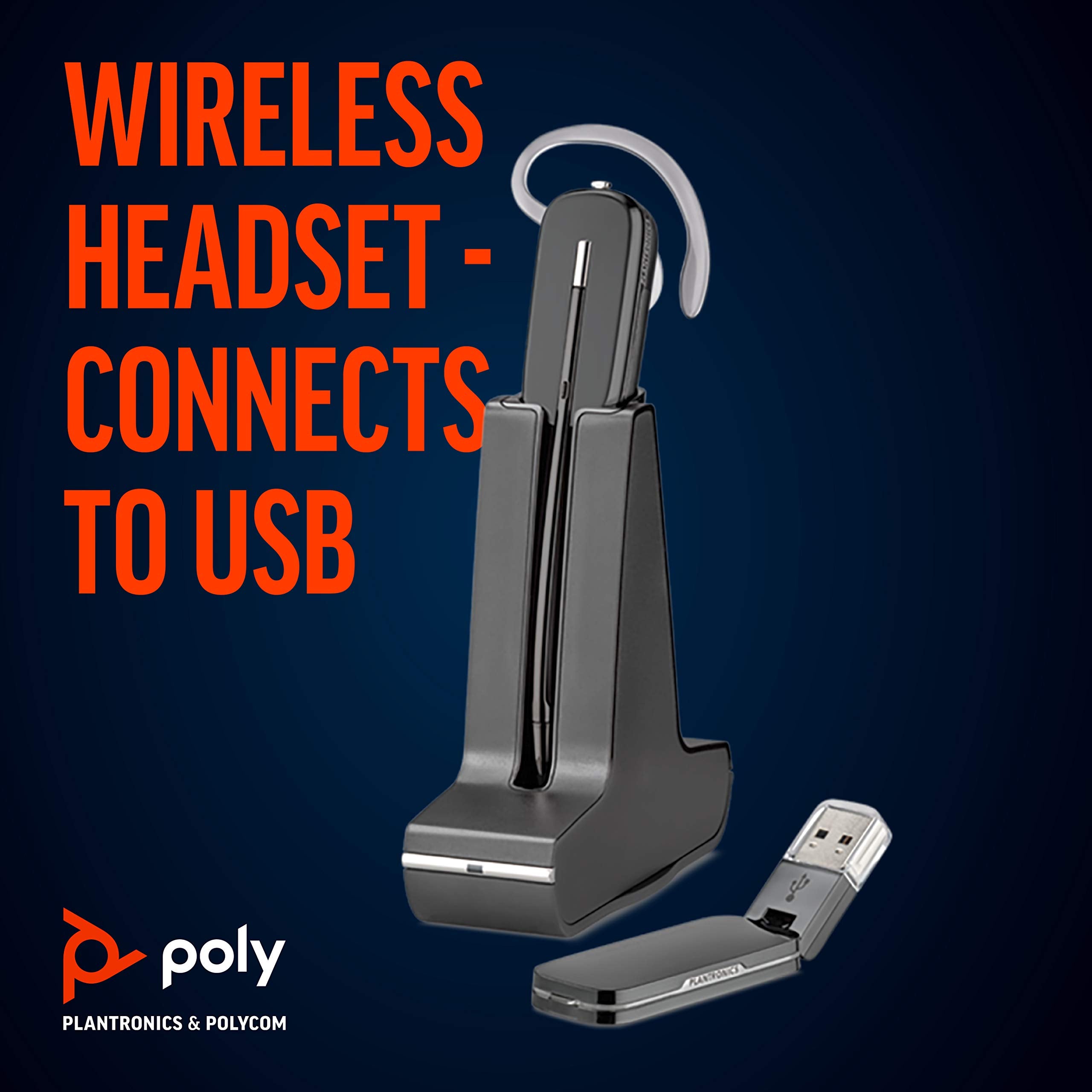 Poly (Plantronics + Polycom) Savi 440 Wireless Dect Headset (Poly) - Convertible (3 Wearing Styles) - Compatible To Connect To Y