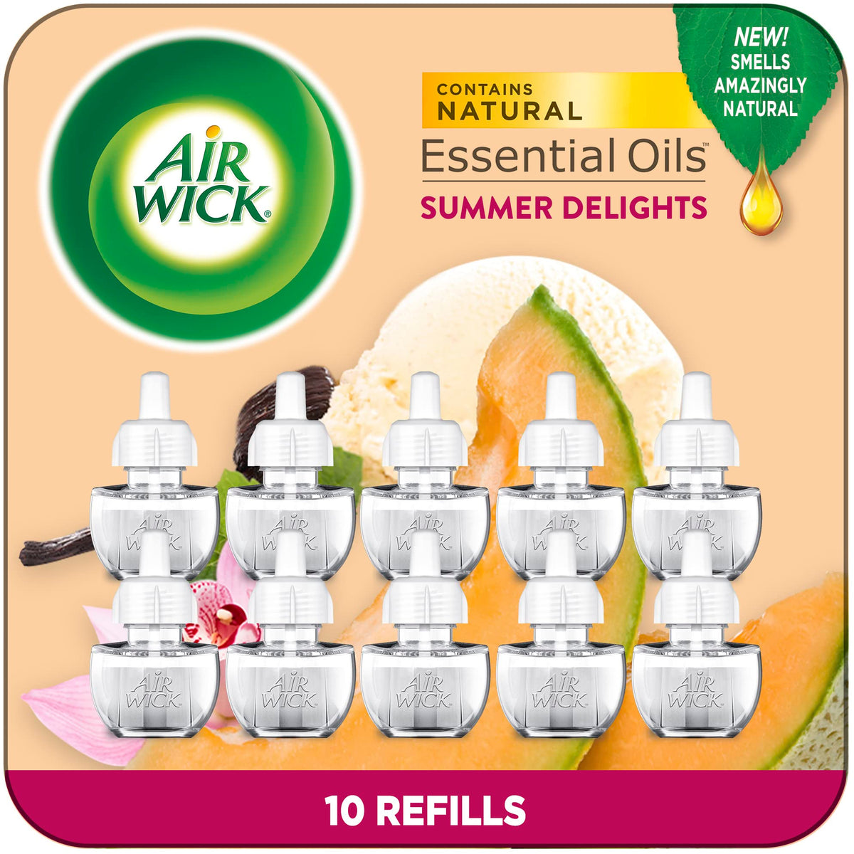 Air Wick Plug In Scented Oil Refill, 10Ct, Summer Delights, Scented Oil, Air Freshener, Essential Oils, Eco Friendly