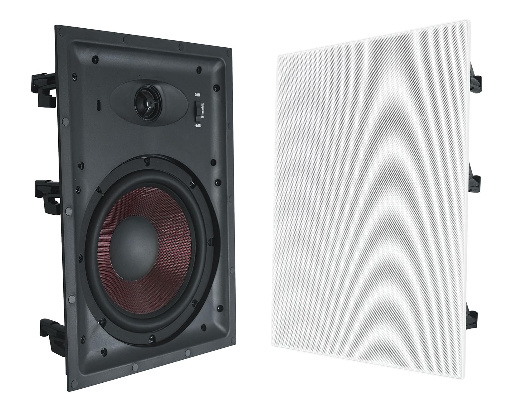 Rockville Pair WA858 320W in-Wall Speakers, 8 Kevlar Woofer, Silk Dome Tweeter, Magnetic Grilles, 2-Position Tweeter Control, 8-
