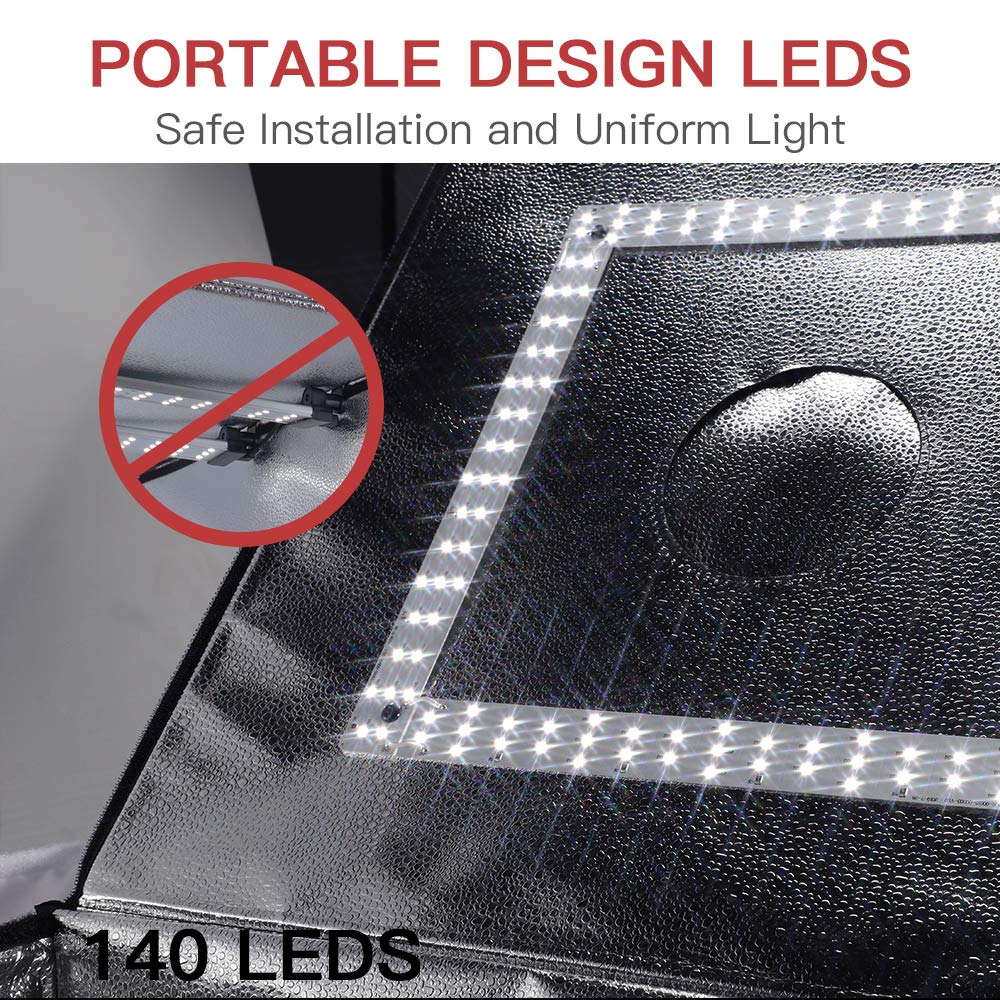 Fositan Photo Light Box, Upgrade 8 Backdrops Photo Studio Box, 20''/50Cm Adjustable Brightness Portable Folding Shooting Tent, T