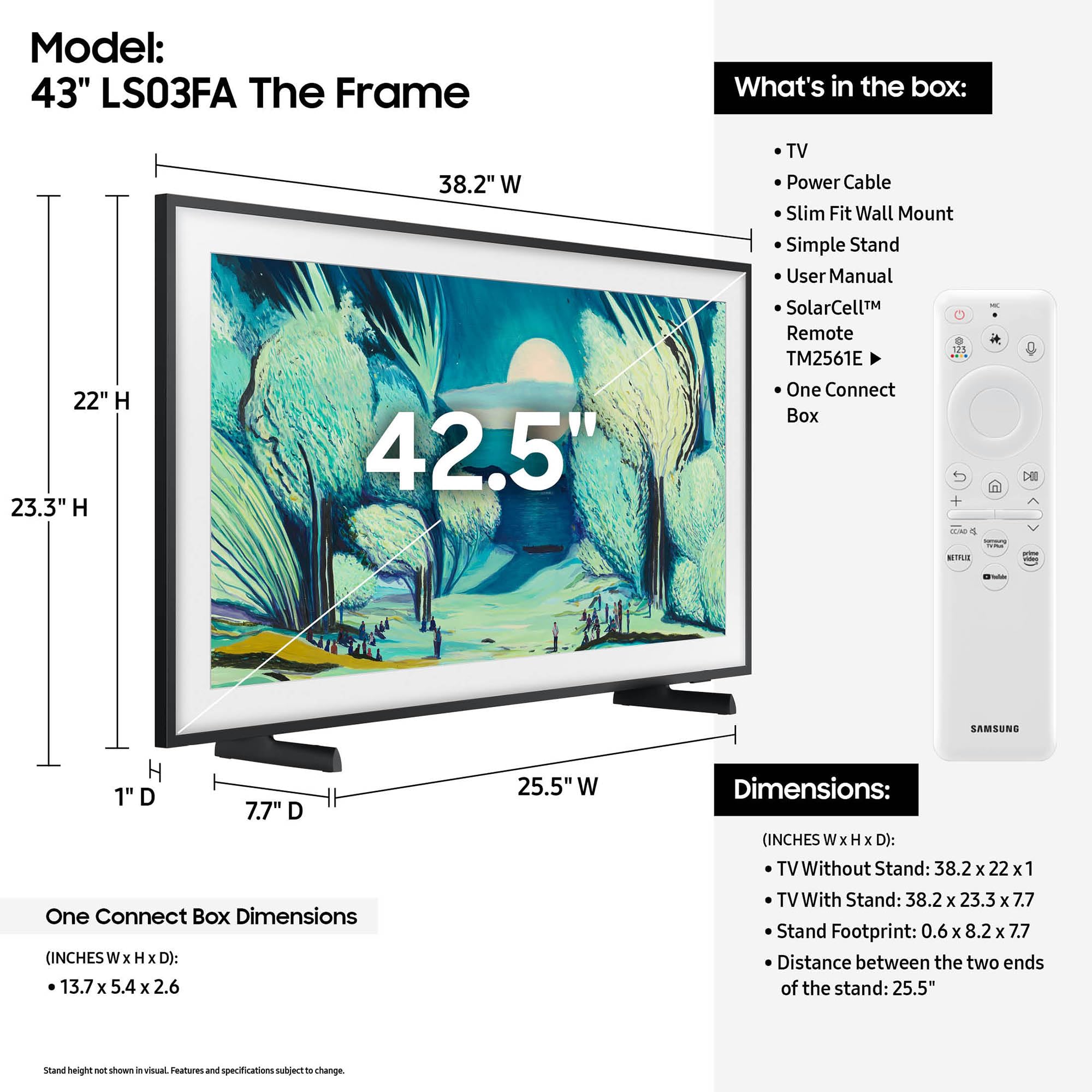 Samsung 43-Inch Class The Frame Ls03F 4K Qled Smart Tv (2025 Model) Modern Frame Design, Nq4 Ai Gen2 Processor, Art Mode, Artful