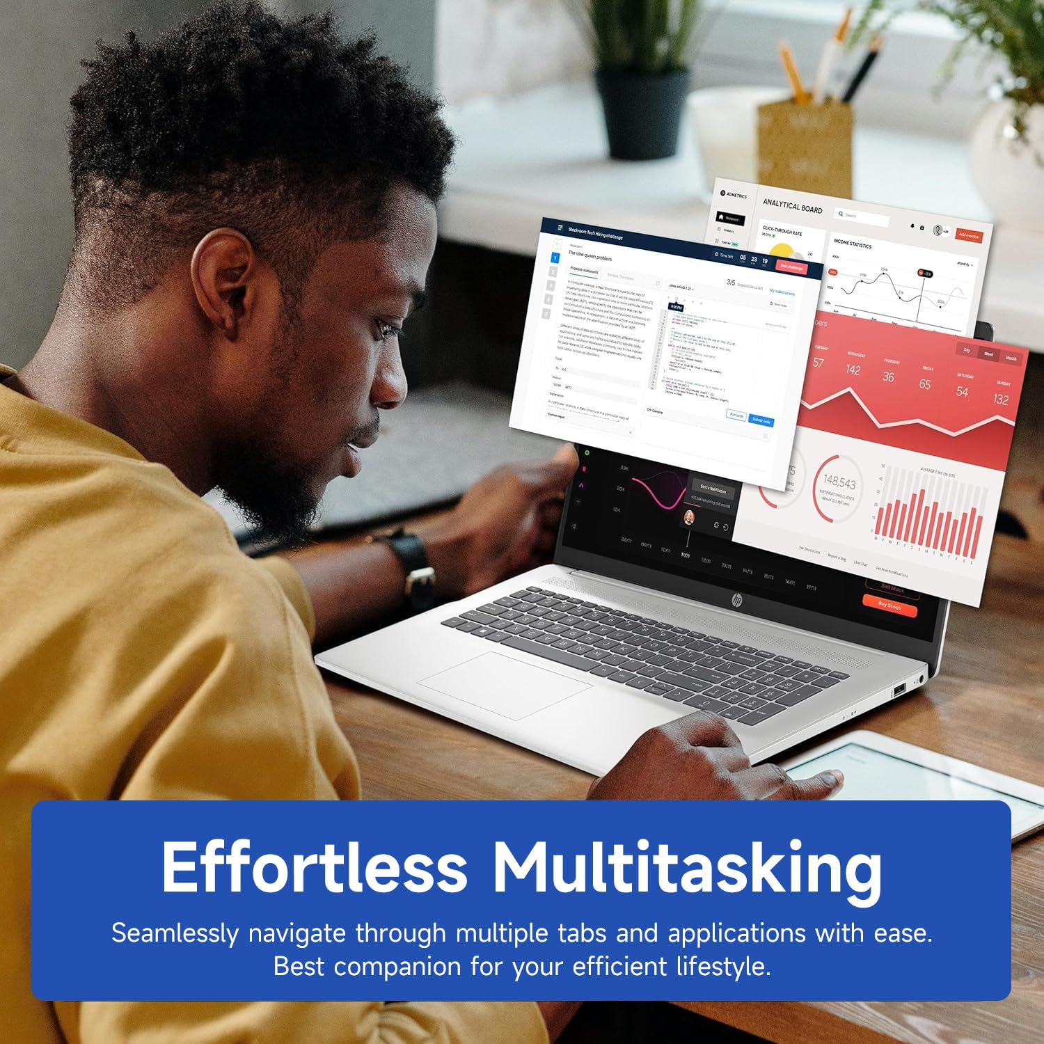 Hp 17.3'' Touchscreen Laptop, 8-Cores Intel Core I3-N305, 16Gb Ram, 128Gb Emmc + 1Tb Ssd, Numeric Keypad, Webcam, Hdmi, Wi-Fi 6,