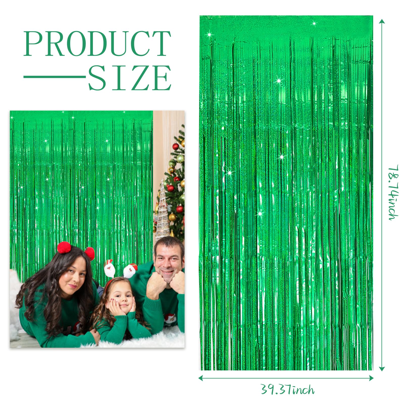 3 Pack Green Streamers Backdrop Jungle Party Decorations Foil Fringe Backdrop Curtains Photo Booth Backdrop For Birthday Dinosau