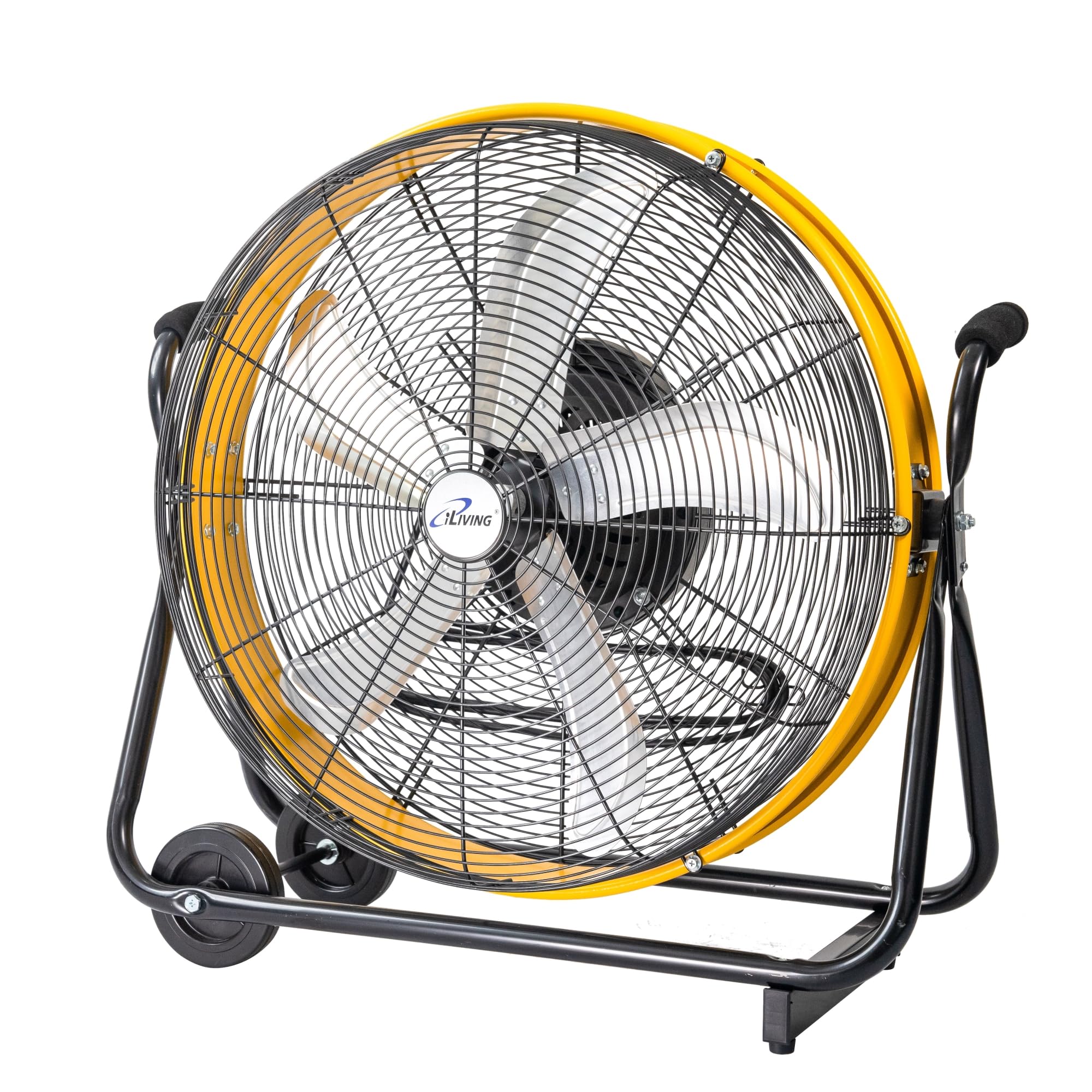 Iliving 24 Inch 3 Speed Orbital Internal Oscillating High Velocity Barrel Floor Fan For Office, Auto Shop, Garage, Workshop, War