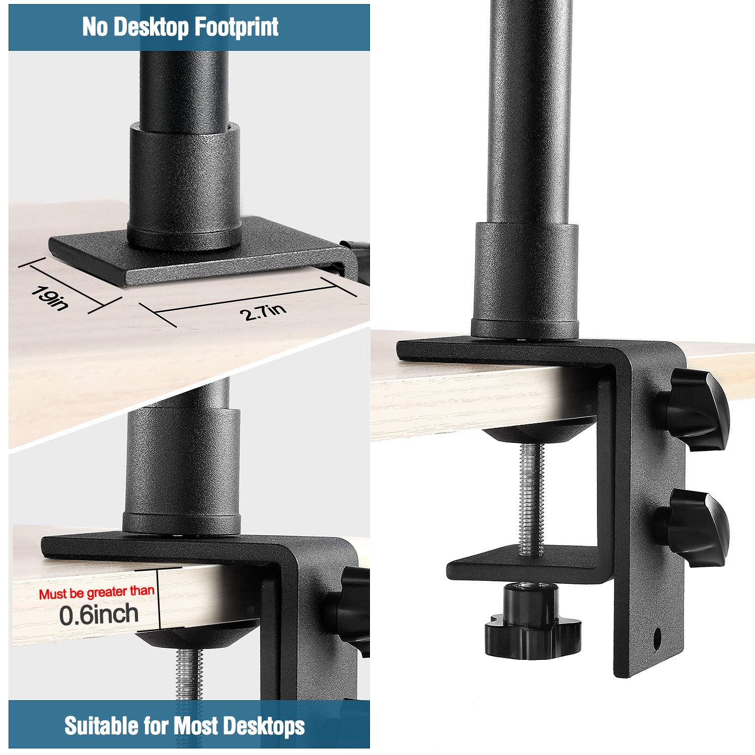 Toazoe 14-25.5 Camera Desk Mount Table Stand With 360 Rotatable Ball Head, Adjustable Desk Light Stand, Aluminum Tabletop C