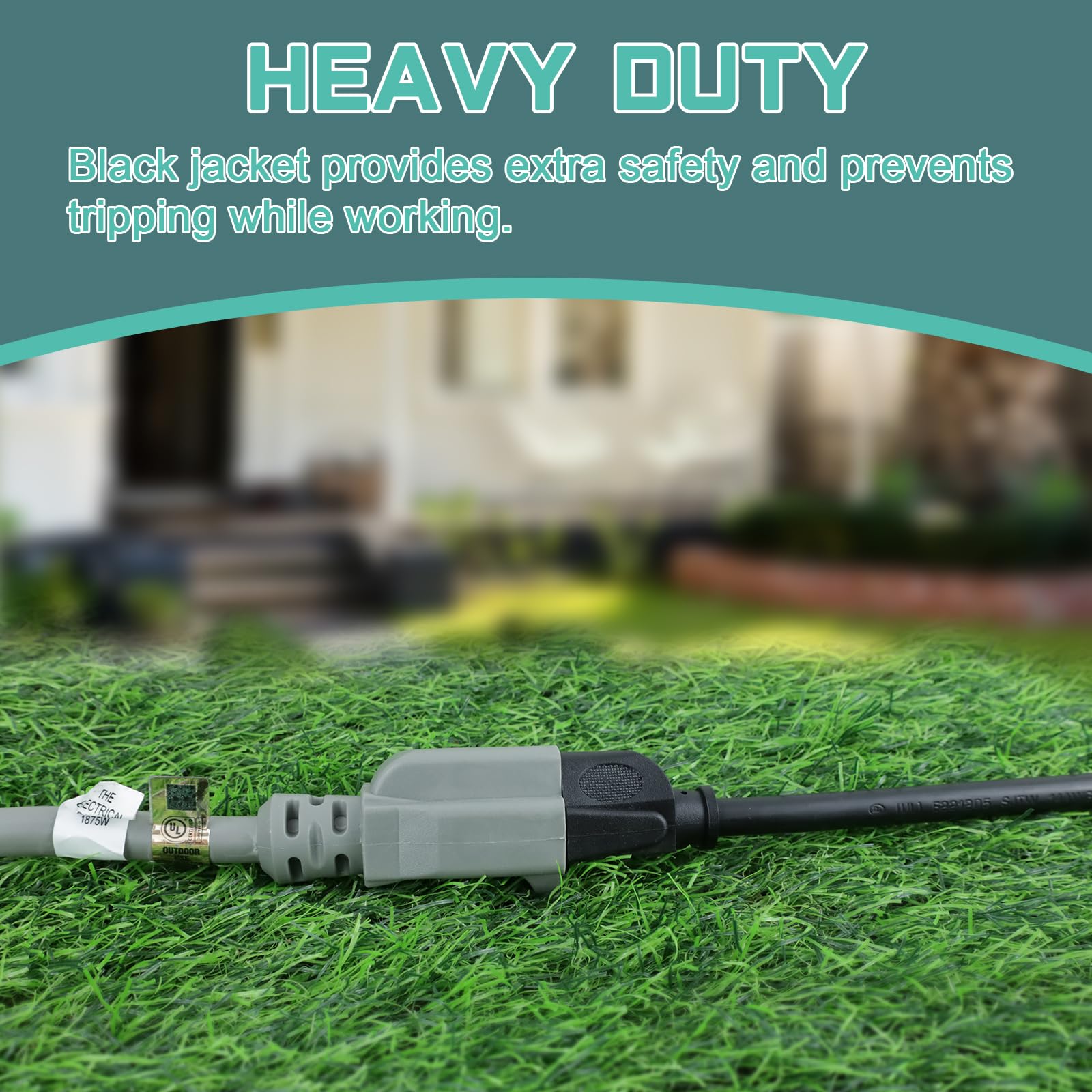 Greatide 6 Ft Outdoor Extension Cord   12/3 Sjtw Heavy Duty Grey Extension Cable With 3 Prong Grounded Plug   Power Cord For Law