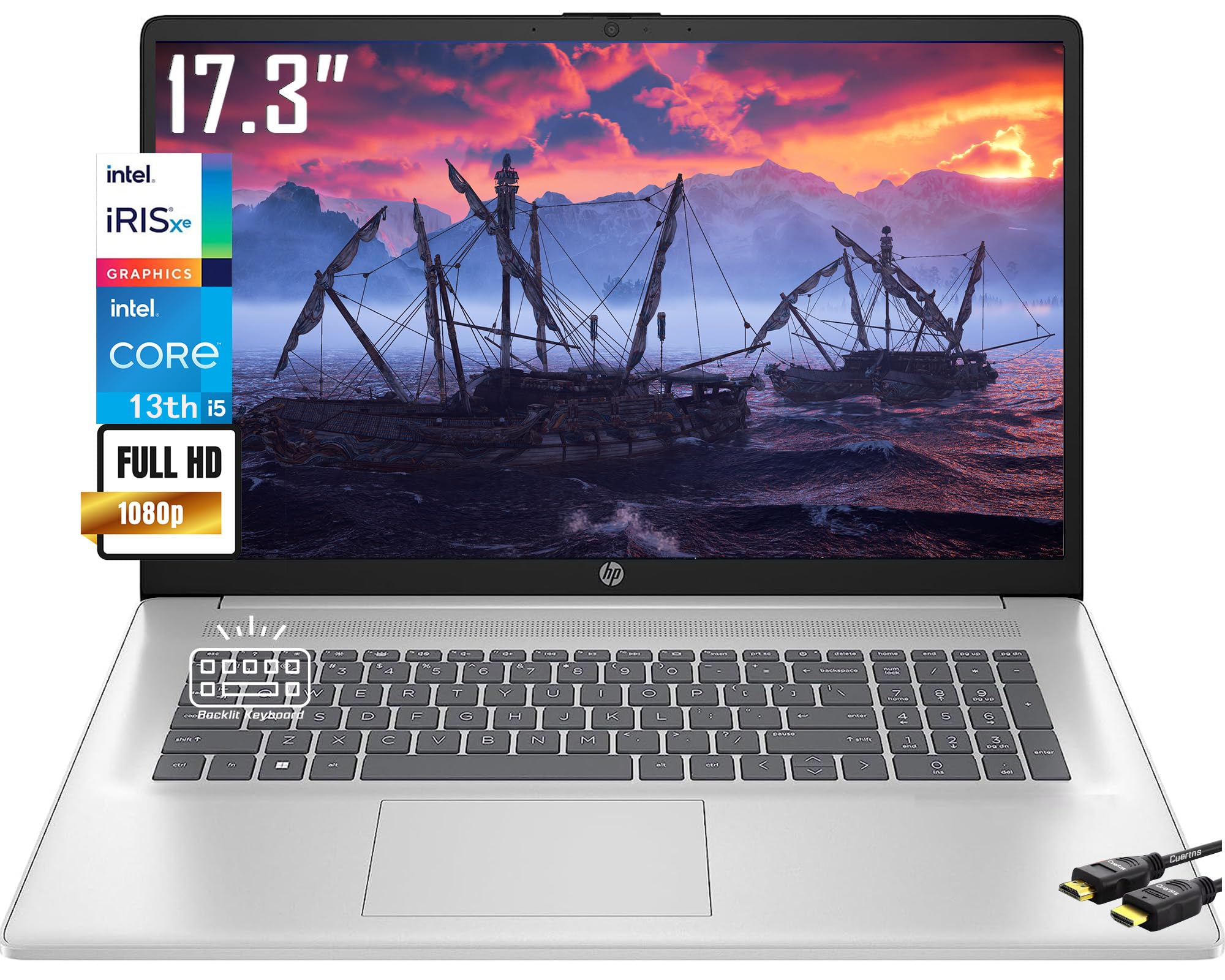 Hp 2023 17.3'' Laptop, 13Th Gen Intel 10-Core I5-1335U Upto 4.6Ghz (Beat I7-1270P), Iris Xe Graphics, Bluetooth 5.3, Backlit Kb,