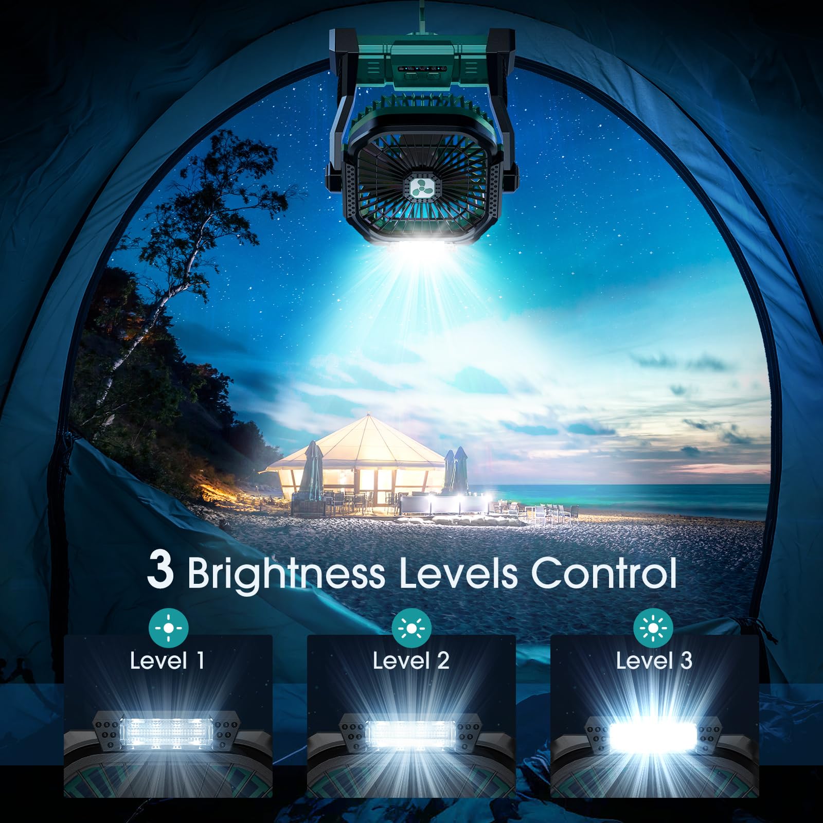 Onlynew Portable Fan Rechargeable, 20000Mah Cordless Battery Powered Fan With Led Lantern,Table Fan, Usb C Battery Operated Fans