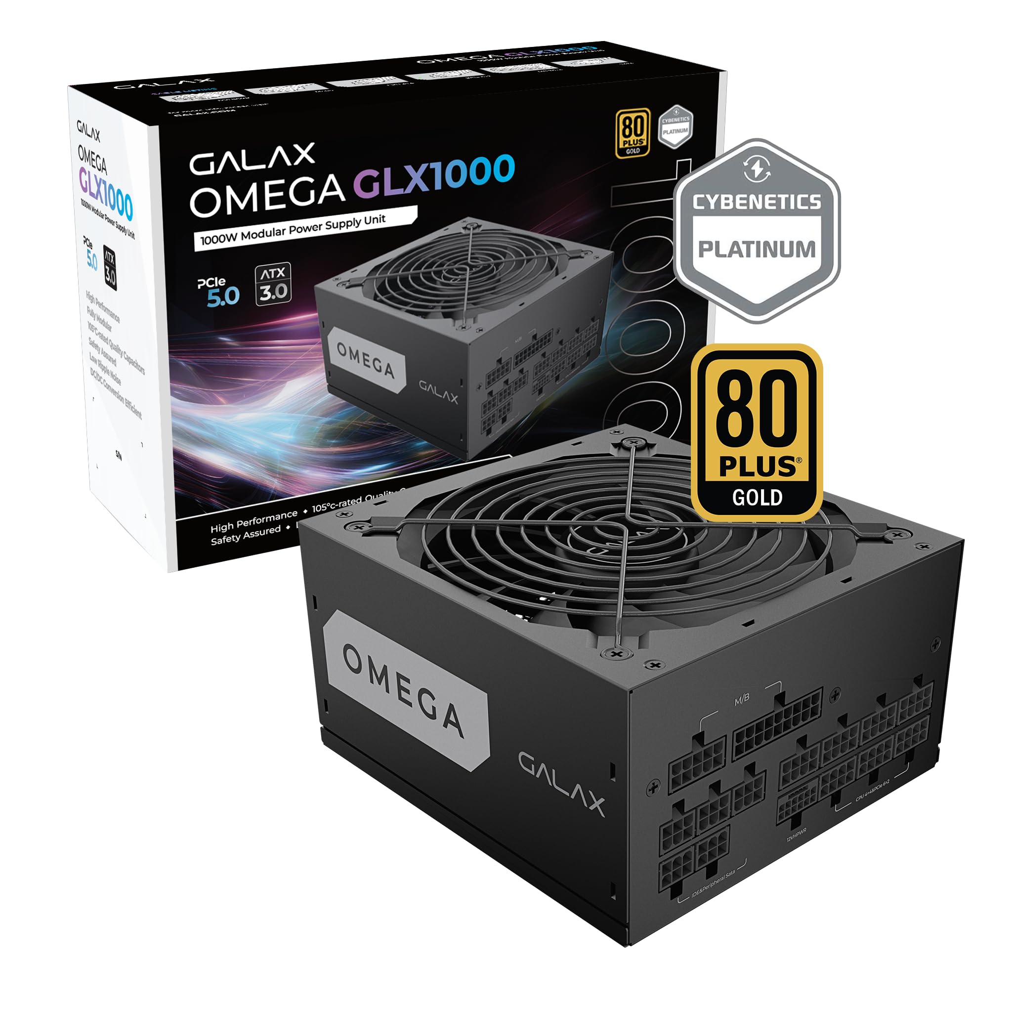 Galax Omega Glx1000 Psu (2024)   1000 Watt  80+ Gold Certified/Cybenetics Platinum/Fully Modular/Sleeved Cables/Atx 3.0 Gaming P
