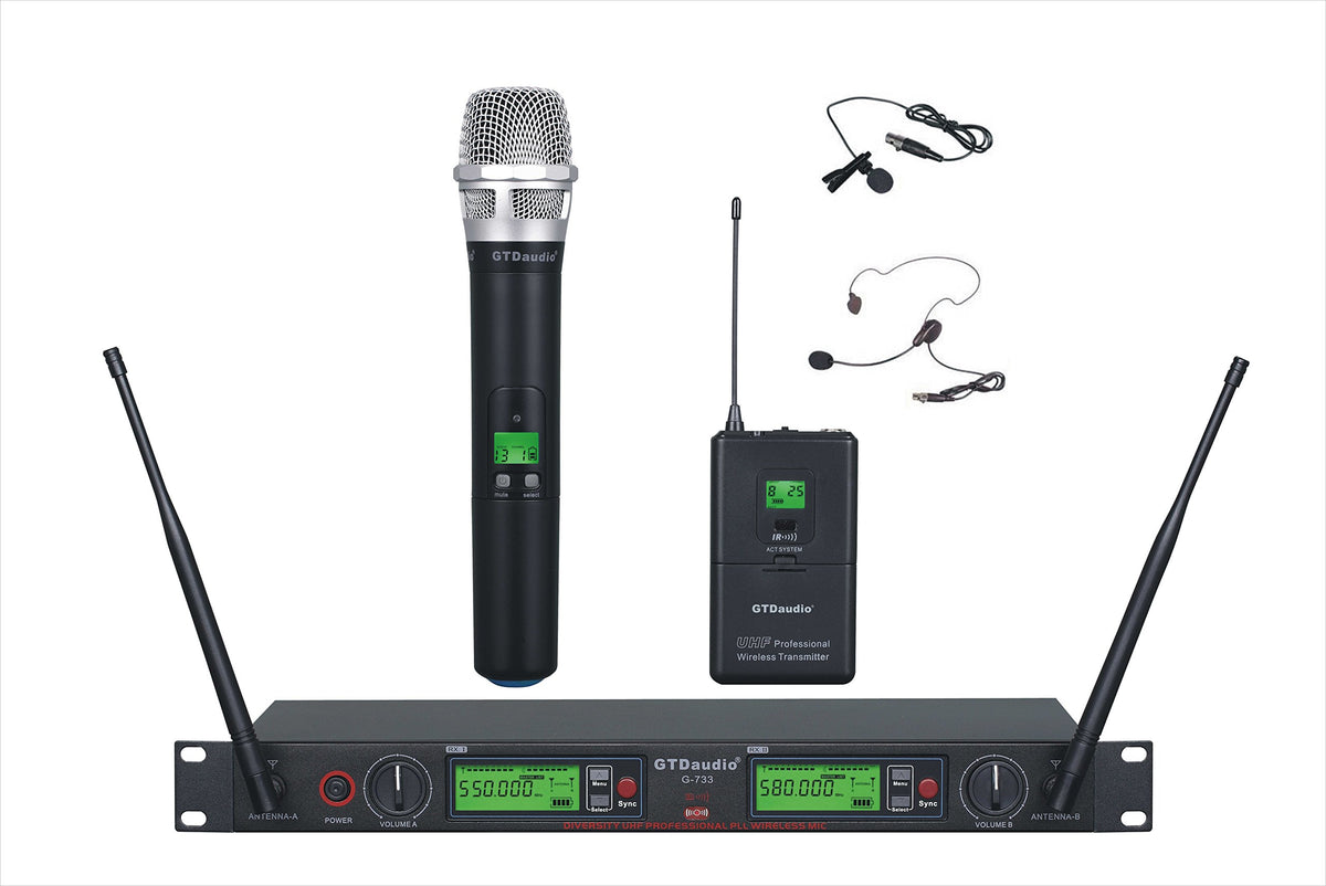 Gtd Audio 2X800 Channel Uhf Diversity Wireless Hand Heldlavaliereheadset Microphone Mic System (1 Hand Held  1 Lavaliere Mic) 73
