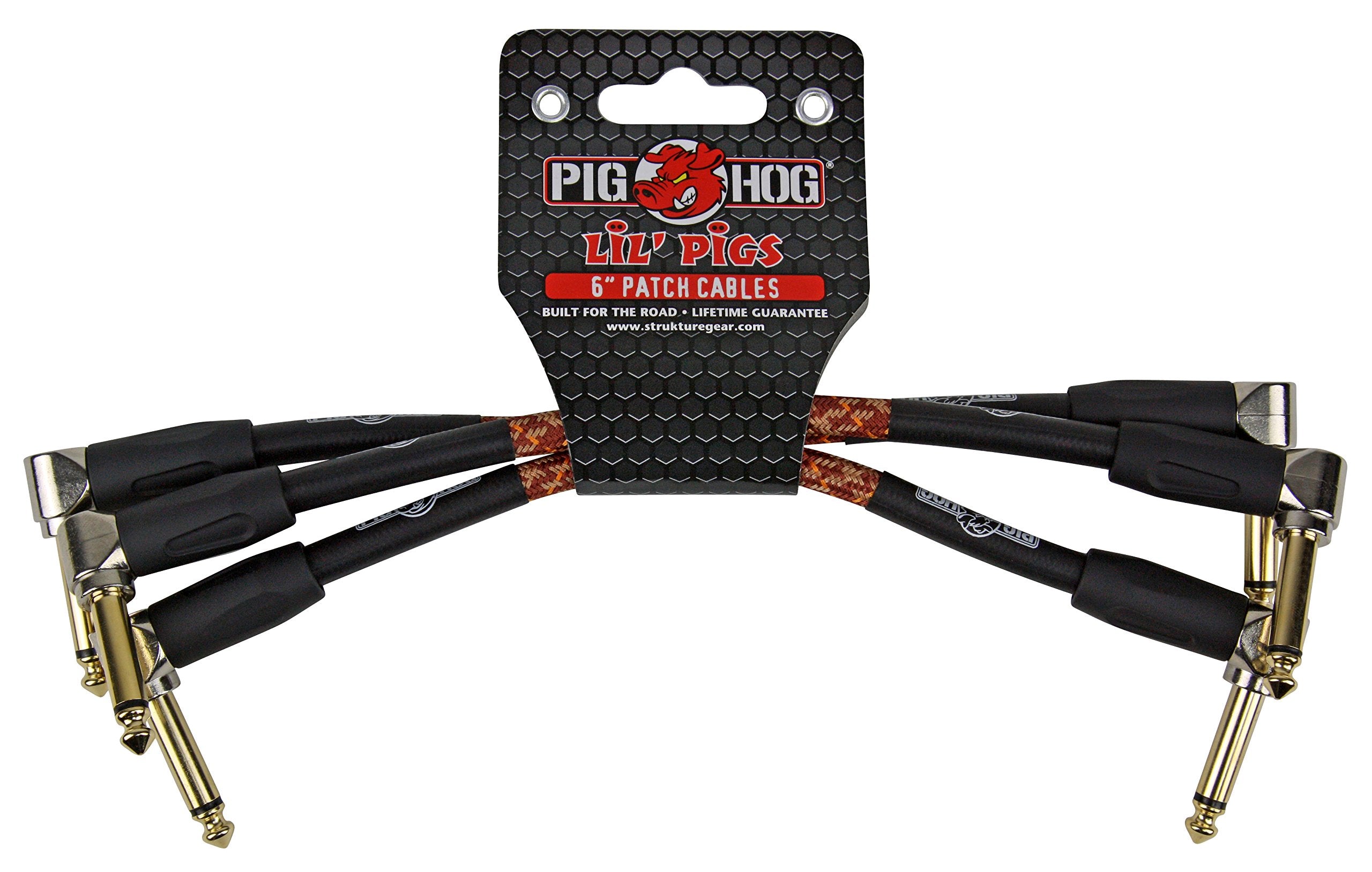 Pig Hog Lil Pigs Vintage ''Western Plaid'' 6-in Patch Cables - 3 pack