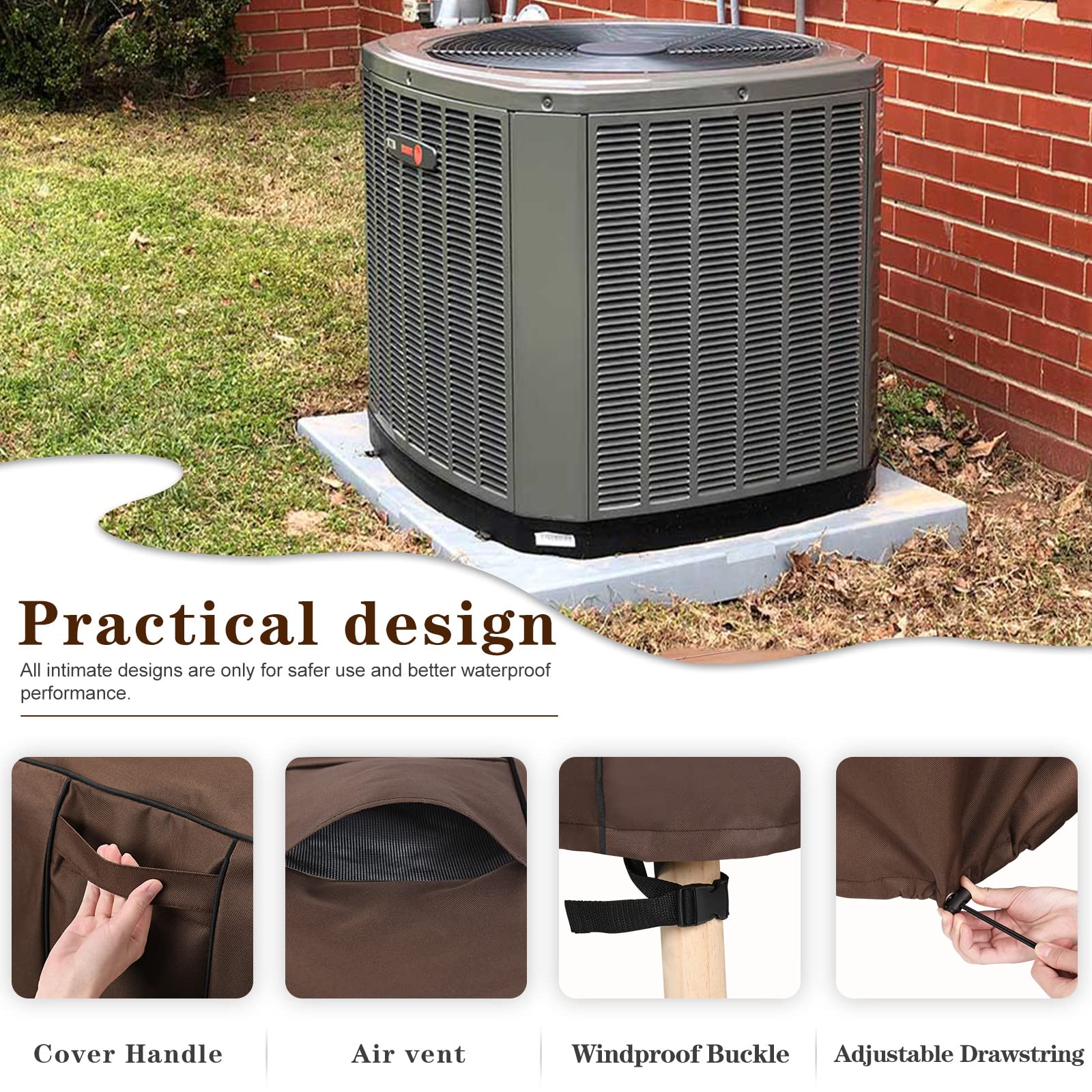 Brivic Ac Covers For Outside Unit Air Conditioner Covers For Outdoor Winter Fits Up To 38 X 38 X 40 Inches