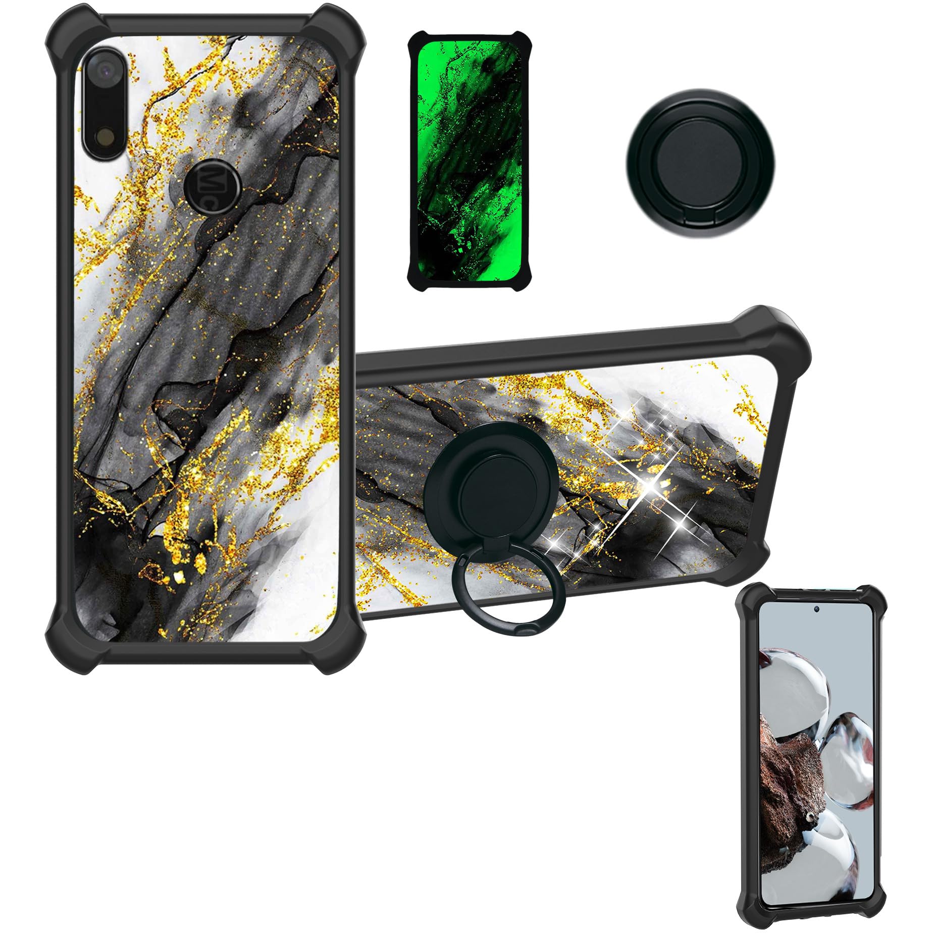 Aroepurt Cellular Phone Case For Nuu X6+ Plus, Jsh Hdl [Hard Pc + Soft Silicone][Gold Glitter+Luminous]