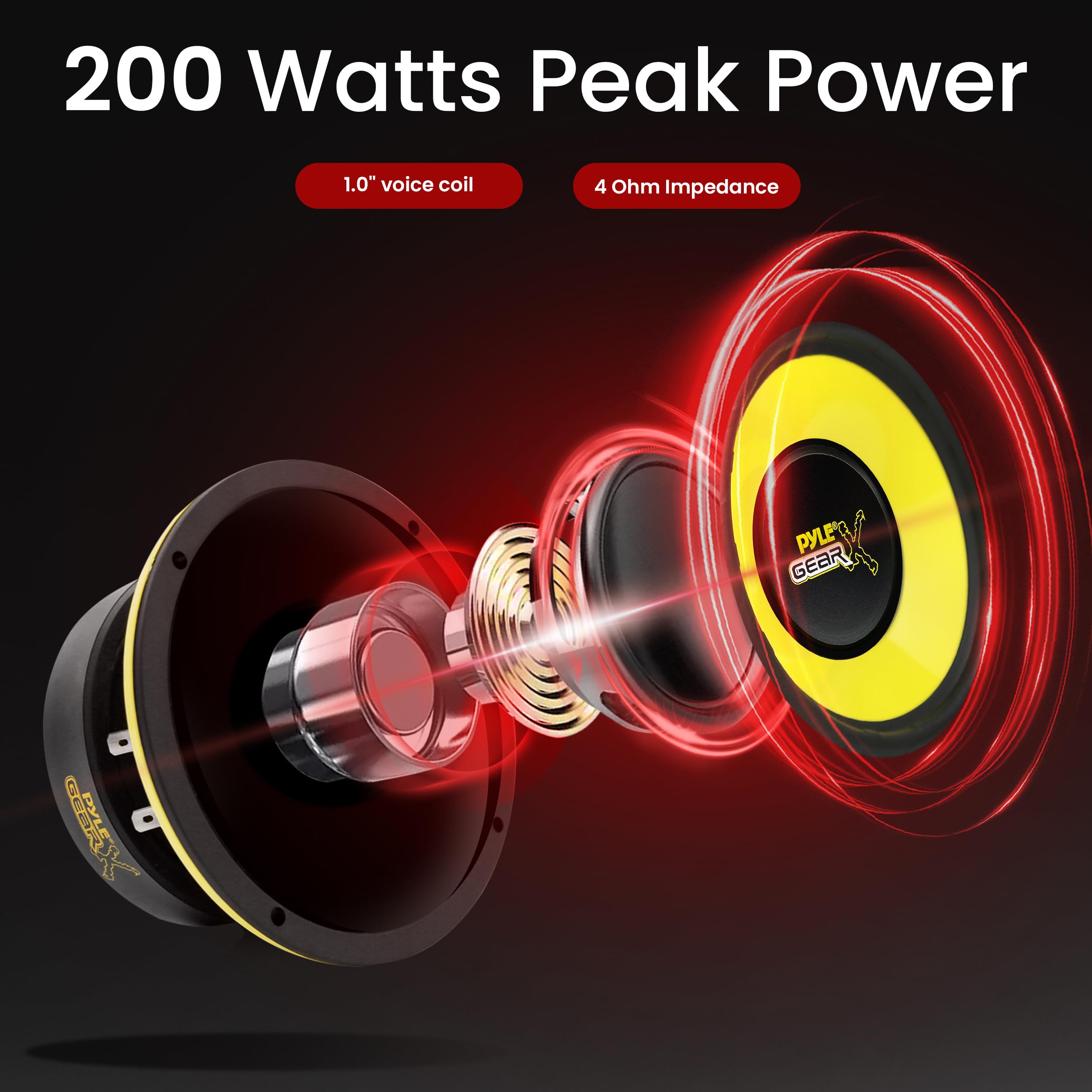 Pyle Car Mid Bass Speaker System   Pro 5 Inch 200 Watt 4 Ohm Auto Mid Bass Component Poly Woofer Audio Sound Speakers For Car St