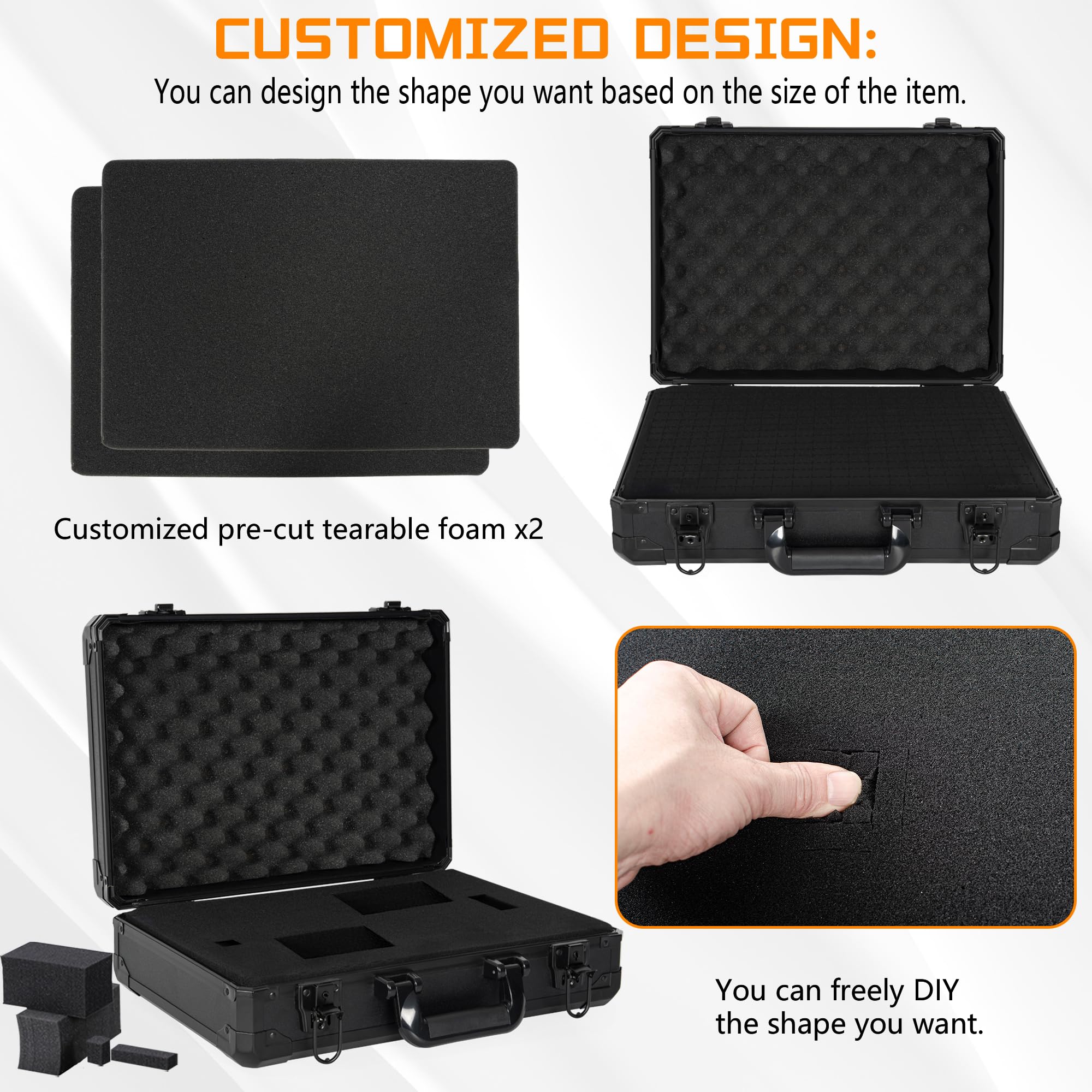 Ithwiu 17 Inch Aluminum Carrying Case 17 X 12 X 6 Inch Ideal For Microphone & Camera Gear Transportation, Dj Mixer Case With Cus