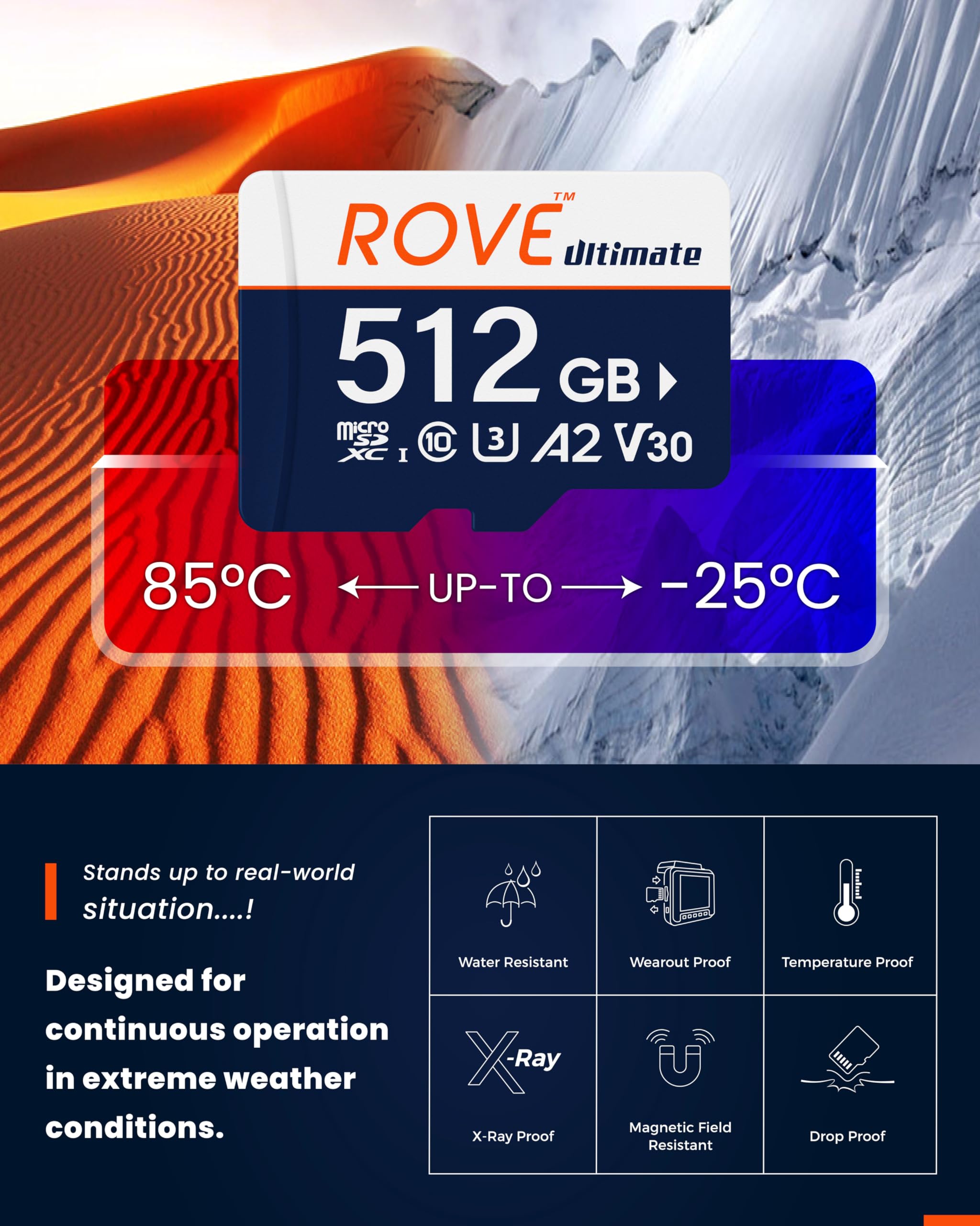 Rove Ultimate Micro Sd Card Microsdxc 512Gb Memory Card With Usb 3.2 Type C Card Reader 170Mb/S C10, U3, V30, 4K, A2 For Dash Ca