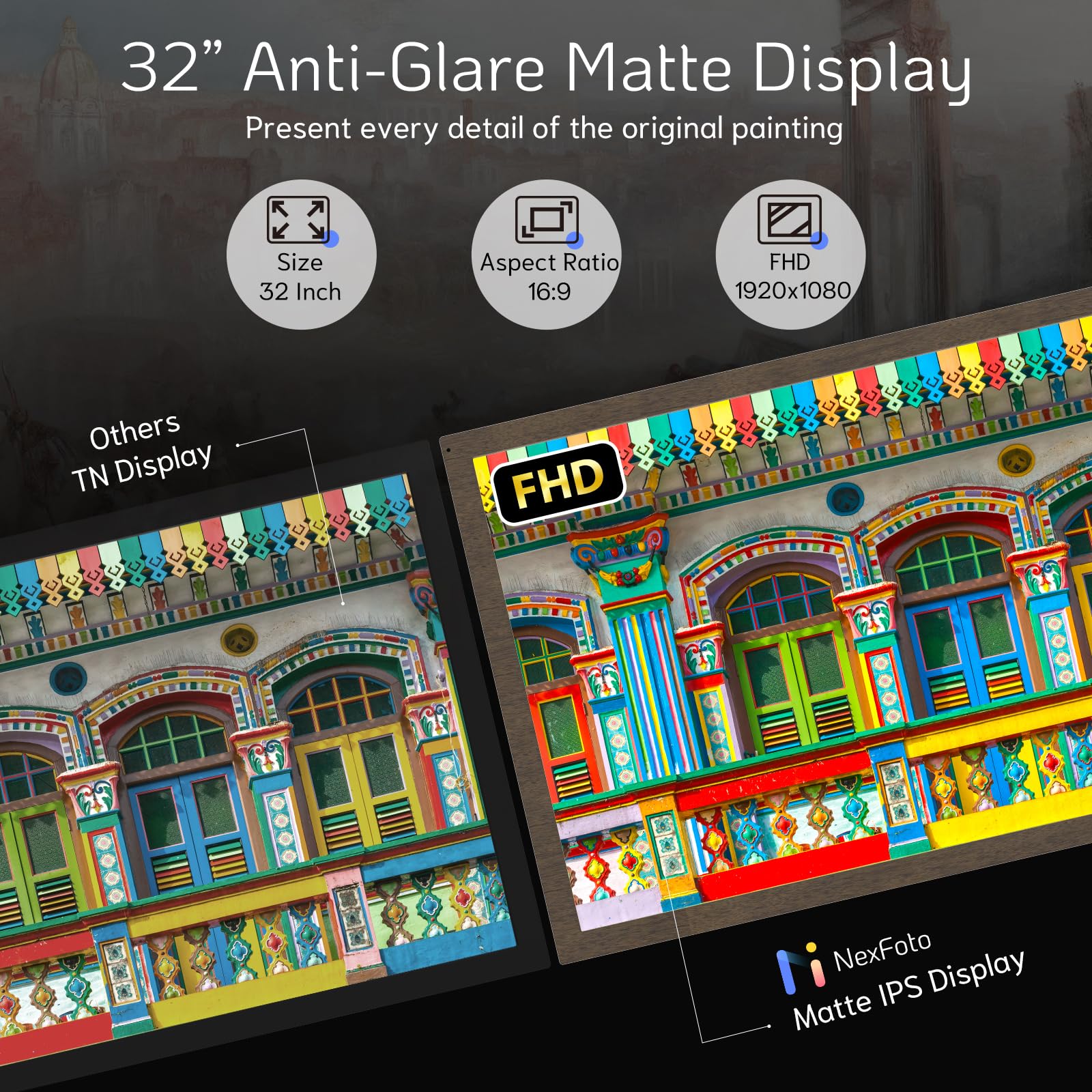 Nexfoto 32 Inch 64Gb Extra Large Digital Picture Frame Bluetooth Speakers, Wifi Digital Photo Frame Fhd Light Sensor, Remote Con