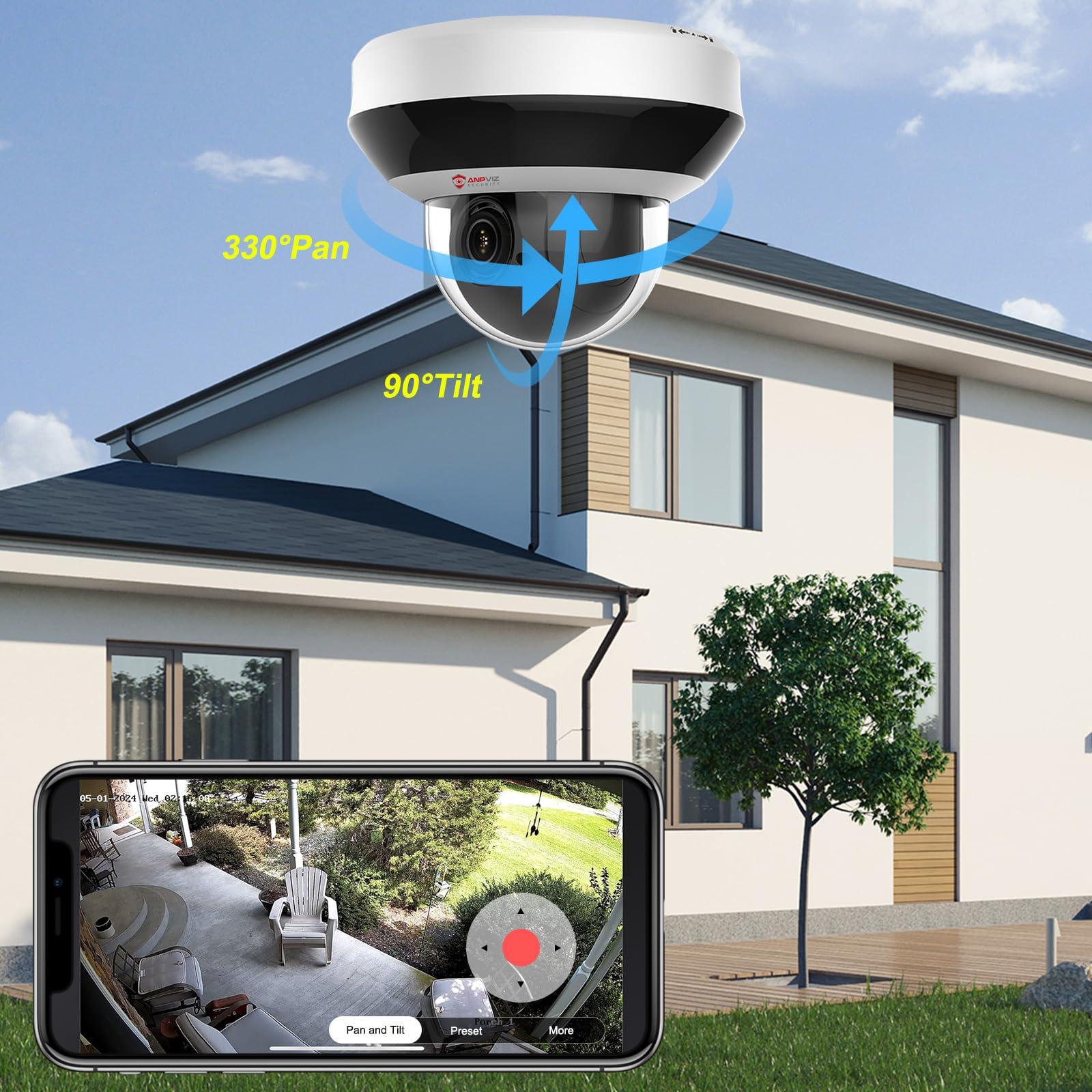 Anpviz 4Mp Poe Ptz Ip Camera With 4X Optical Zoom, 2560X1440@25Fps, H.265+ Dome Security Camera, Built In Audio, Alarm, 330 Pan,