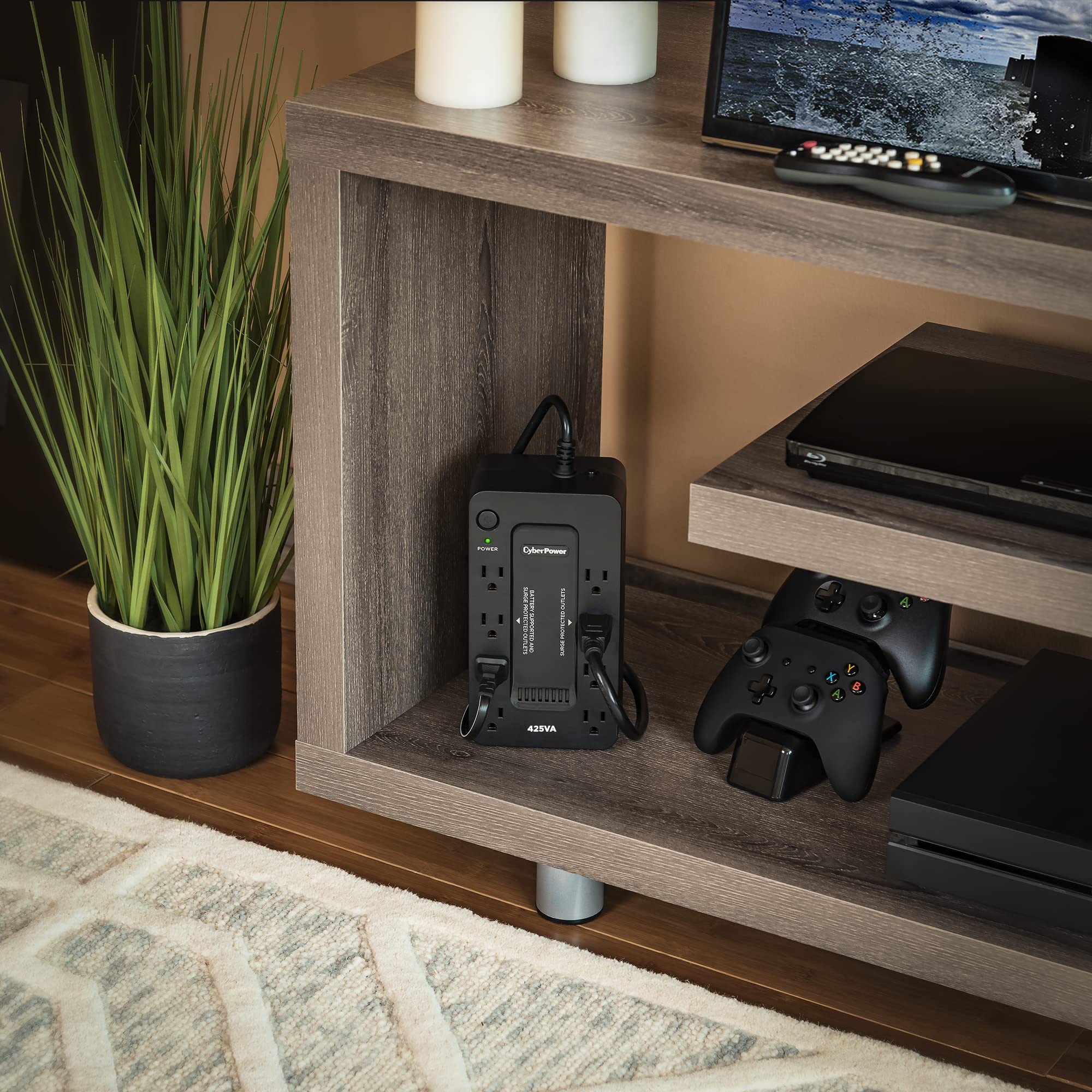 Cyberpower St425 Standby Ups System, 425Va/260W, 8 Outlets, Compact, Black