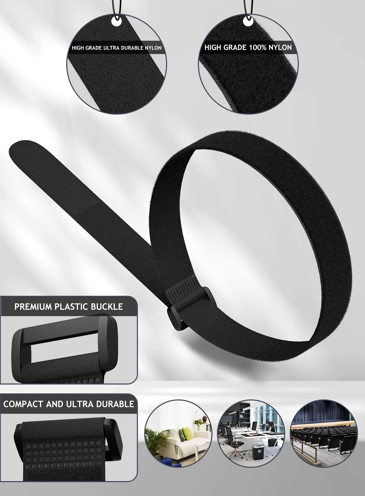 24 Pack Hook And Loop Straps Reusable Fastening Cable Straps Multipurpose Cinch Strap Management Cord Organizer Securing Straps