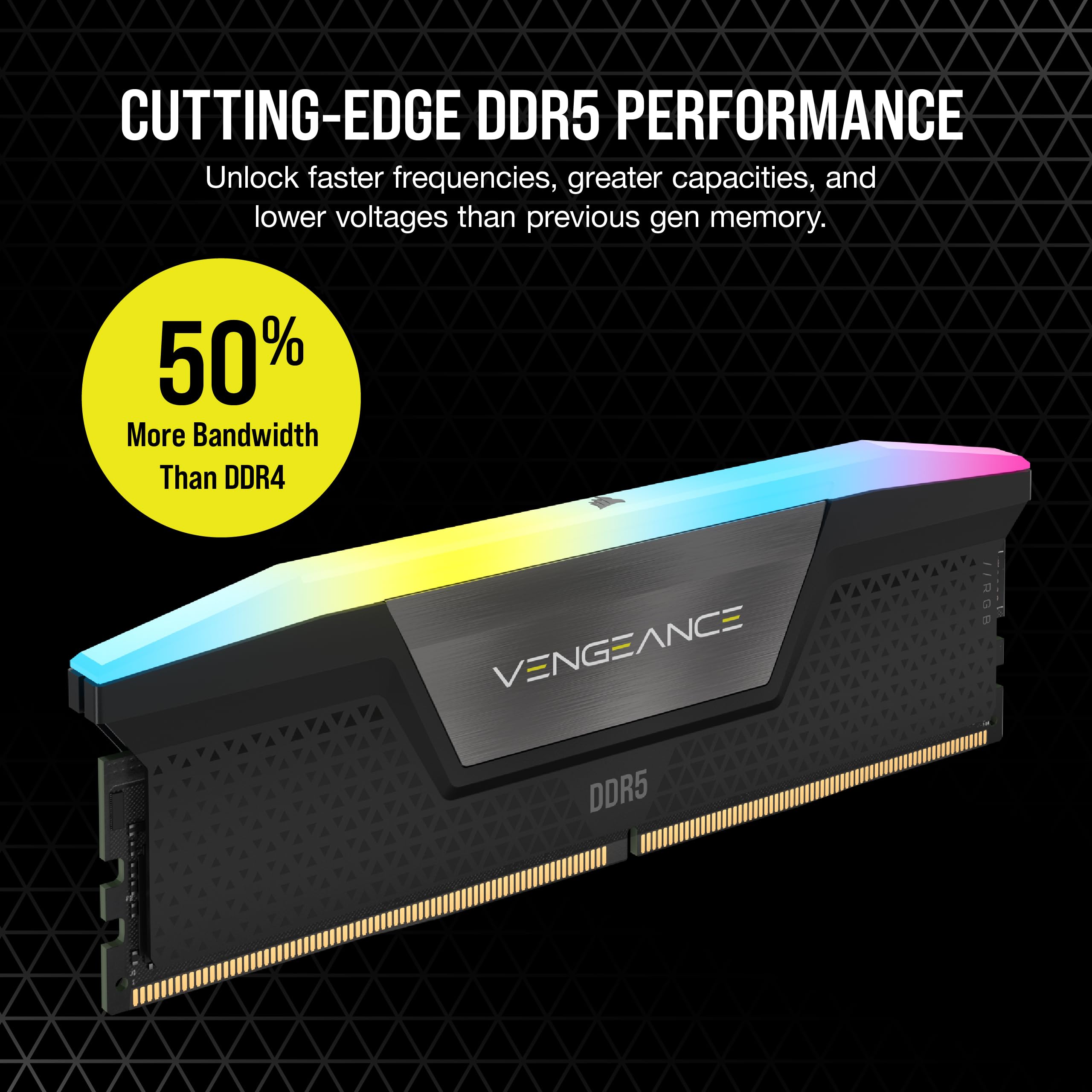 Corsair Vengeance Rgb Ddr5 Ram 16Gb (1X16Gb) 5200Mhz Cl40 Intel Xmp Icue Compatible Computer Memory - Black (Cmh16Gx5M1B5200C40)