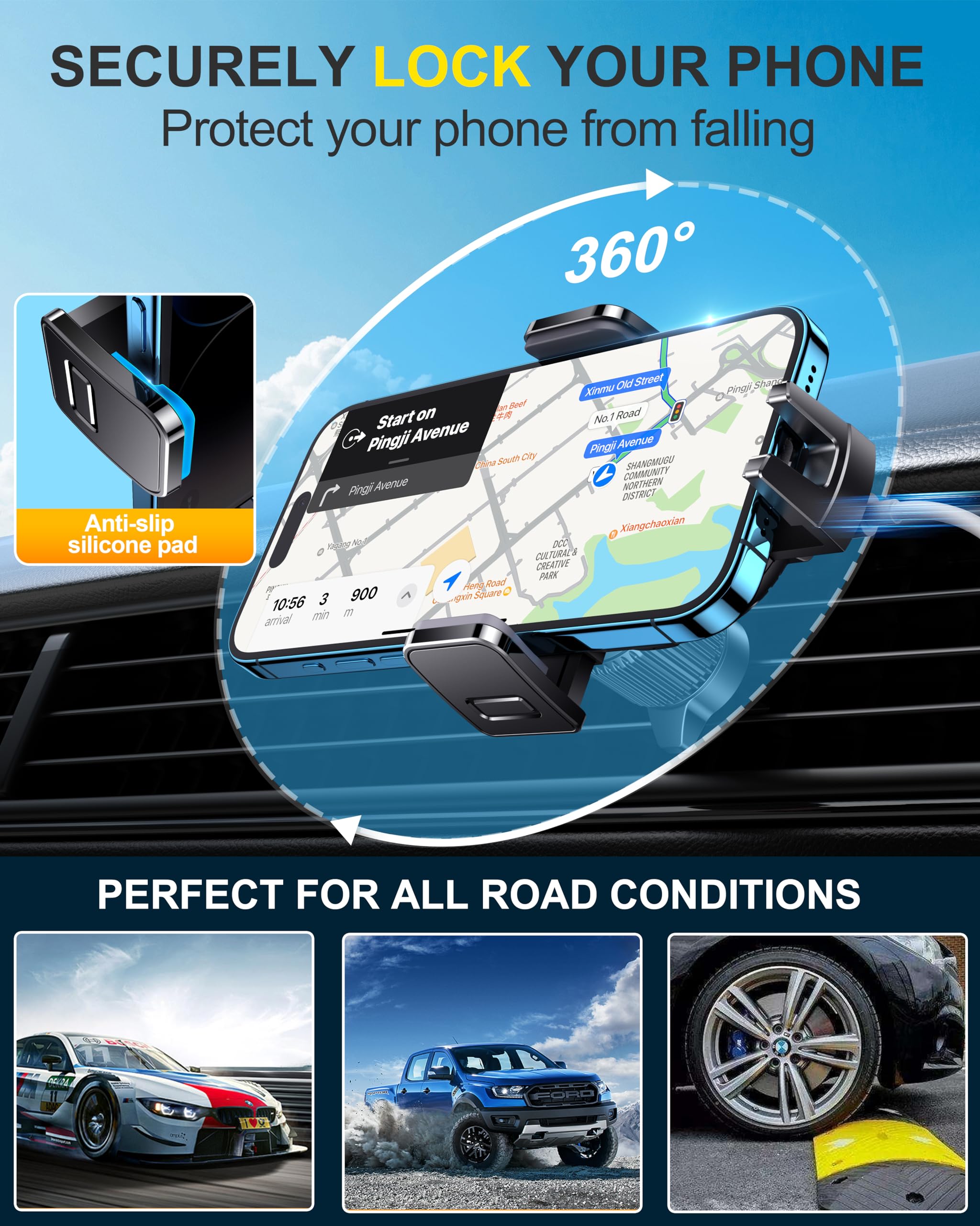 Wireless Car Charger, 15W Fast Charging Auto Clamping Car Phone Holder Wireless Charger Air Vent Car Phone Mount Fit For Iphone