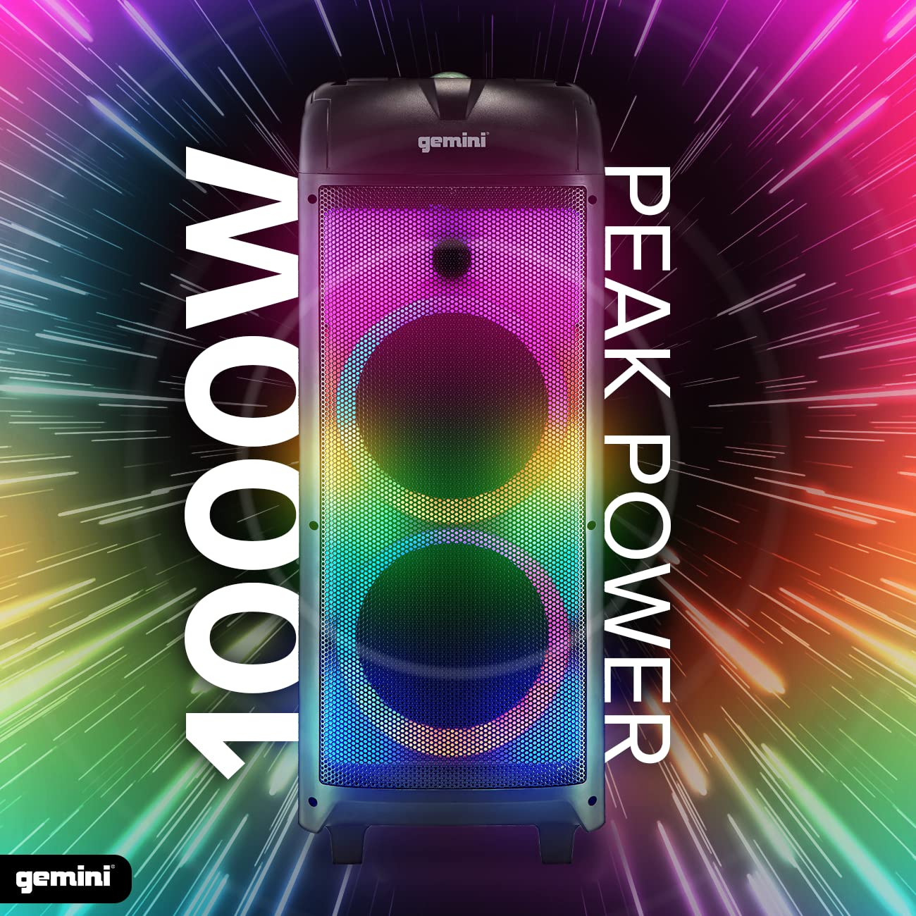 Gplt 360 Portable 1000 Watt Wireless Self Battery Powered Loud Bluetooth Party Tower Speaker Box With 360� Of Sound And 360� Of Beat Synced Light